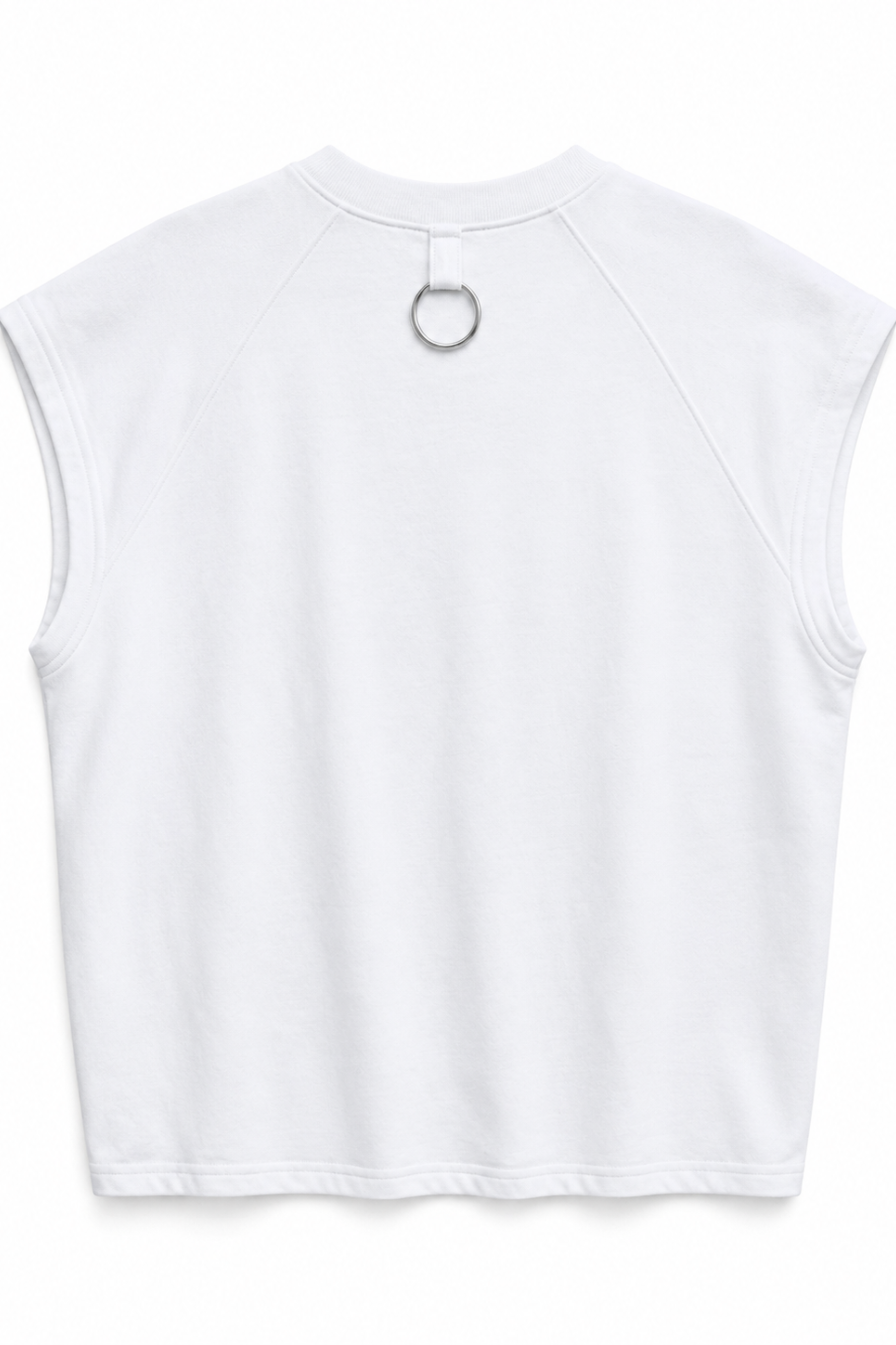 Light Weight Sweatshirting Sleeveless Easy Top - White
