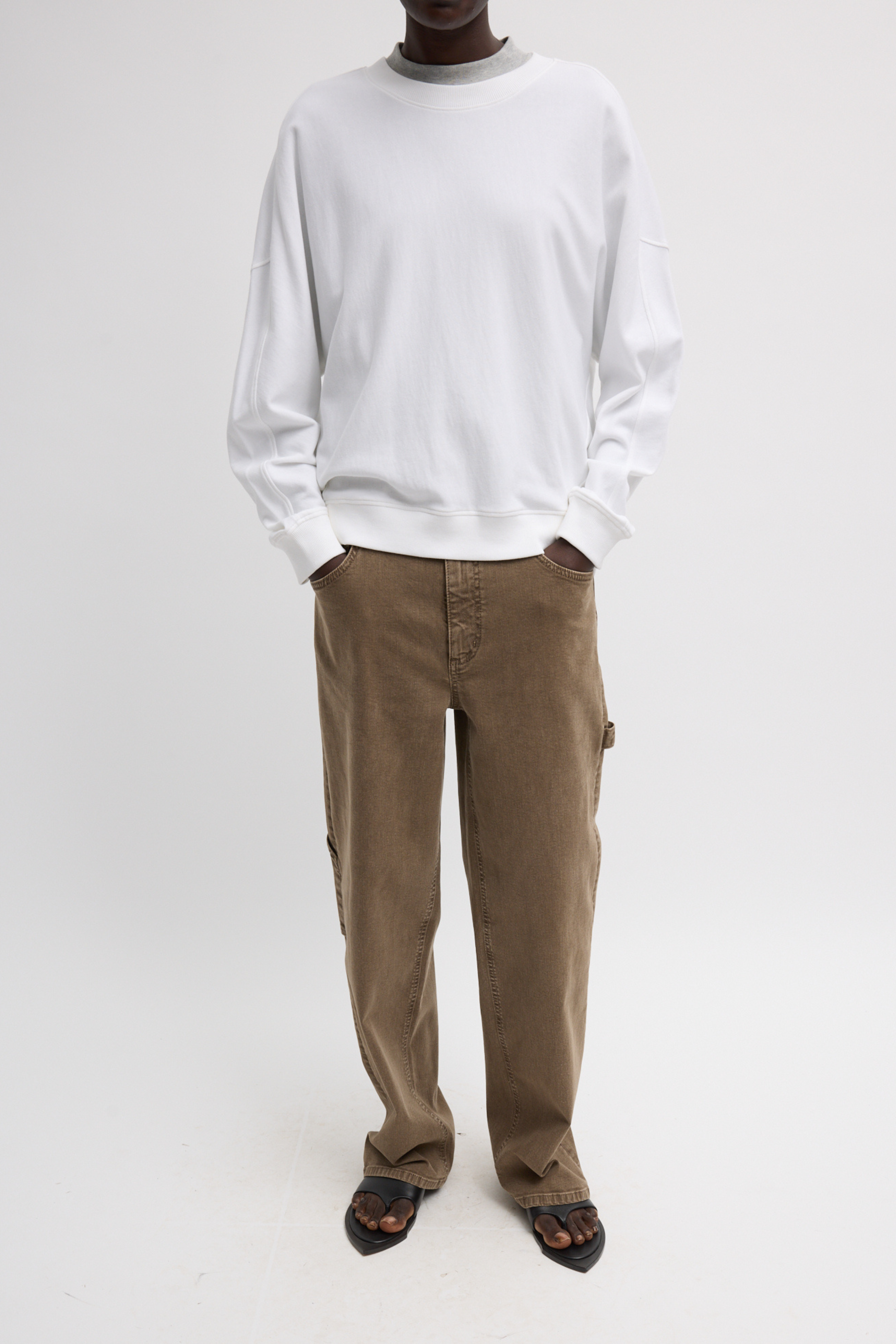 Light Weight Sweatshirting Crewneck Sweatshirt - White