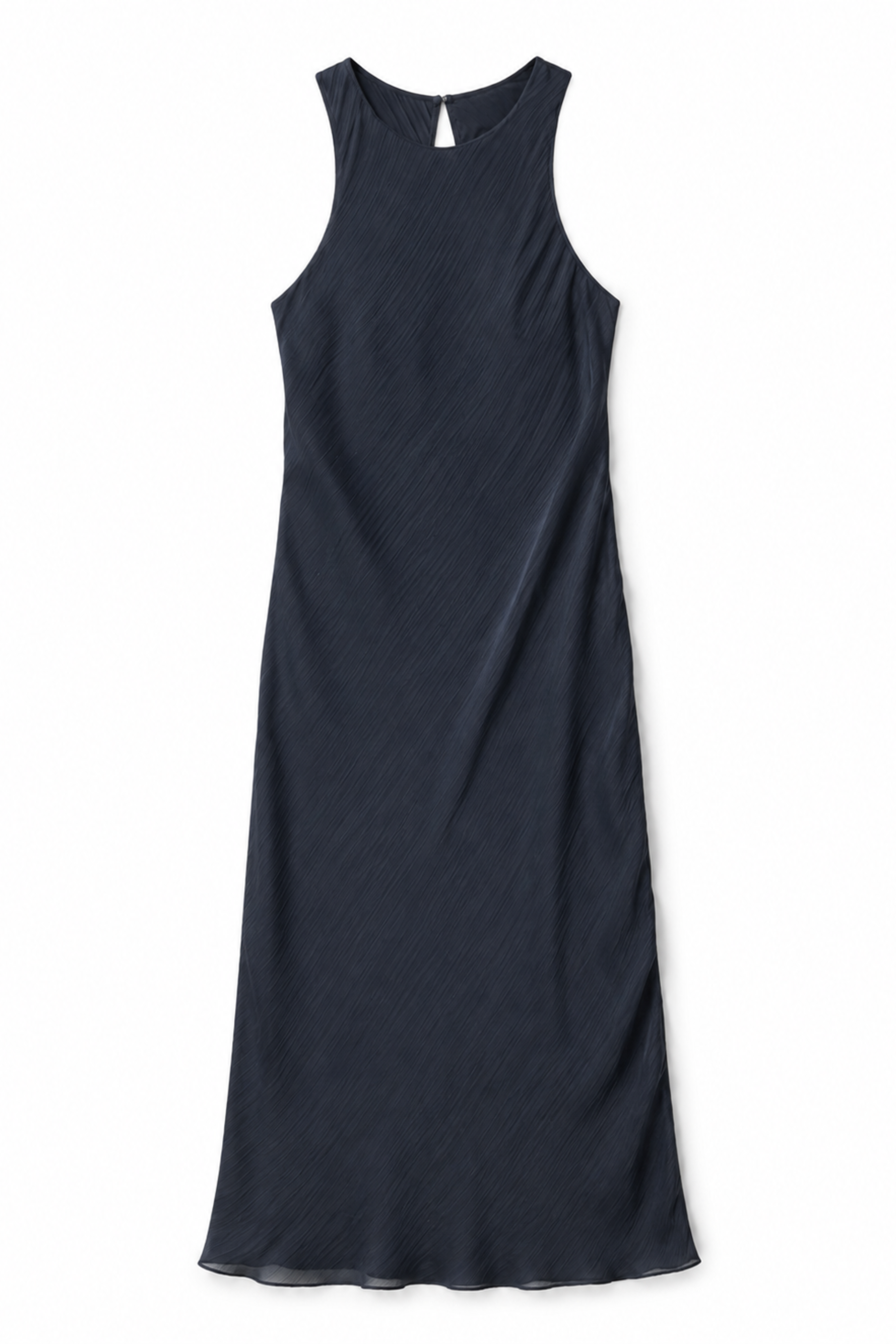 Matte Satin Plisse Midi Bias Dress