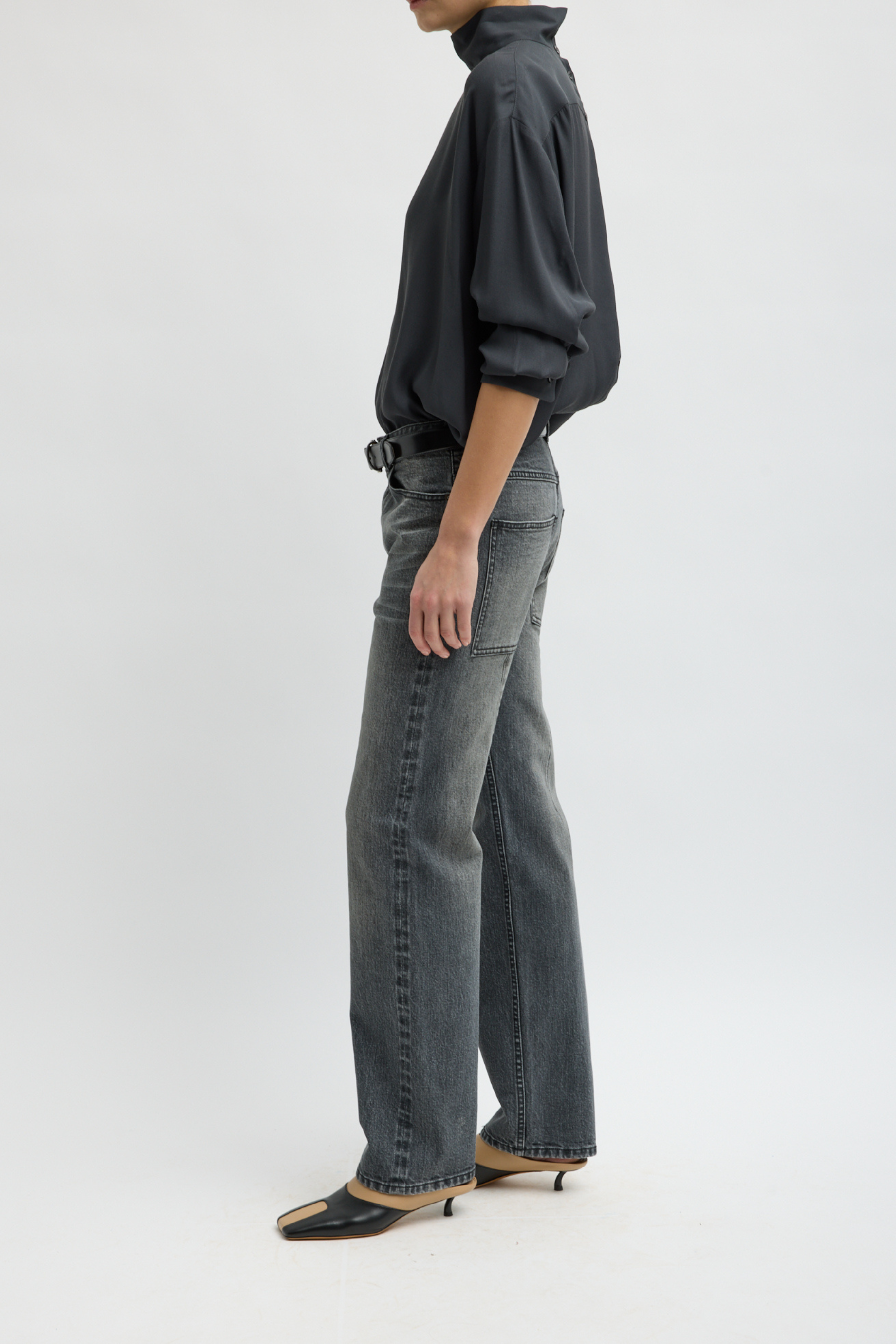 Black Stretch Selvedge Denim Charlotte Jean