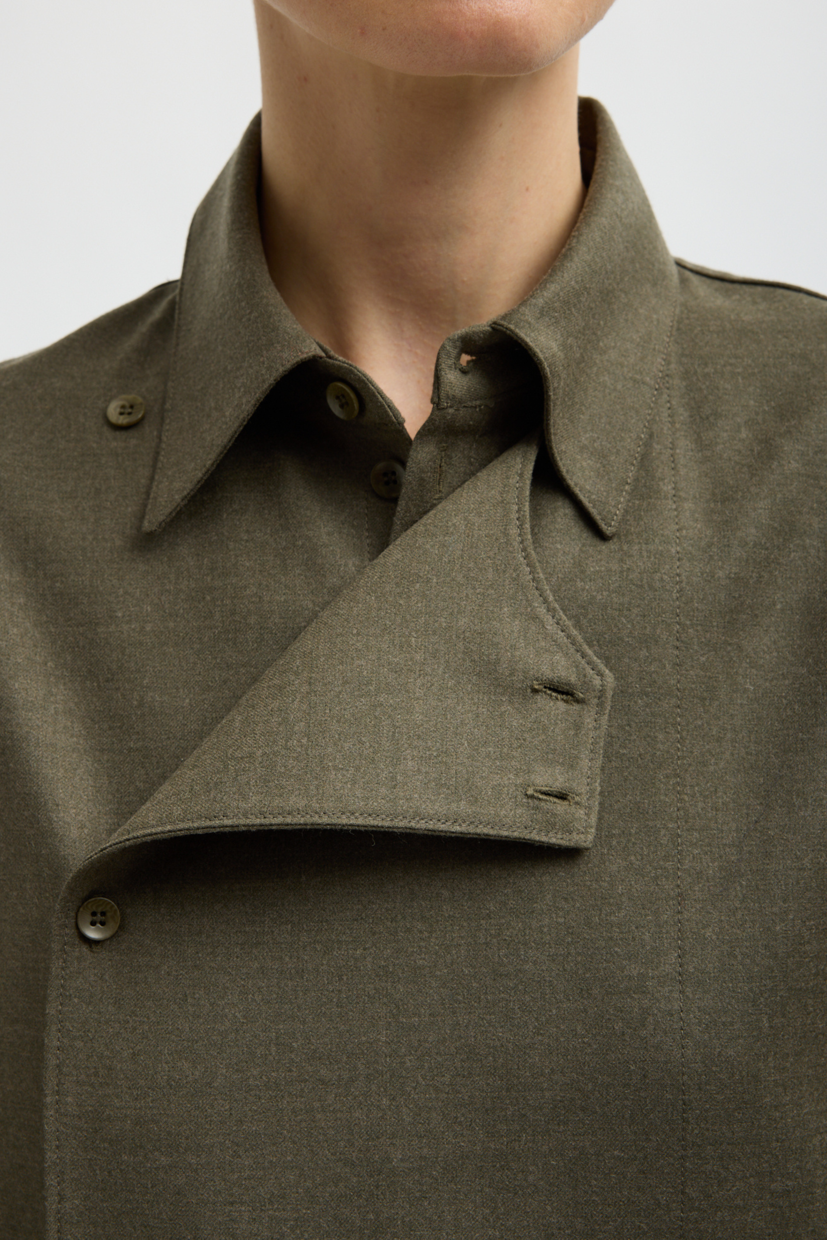 Cozy Flannel Long Sleeve Shirt With Overlap Detail