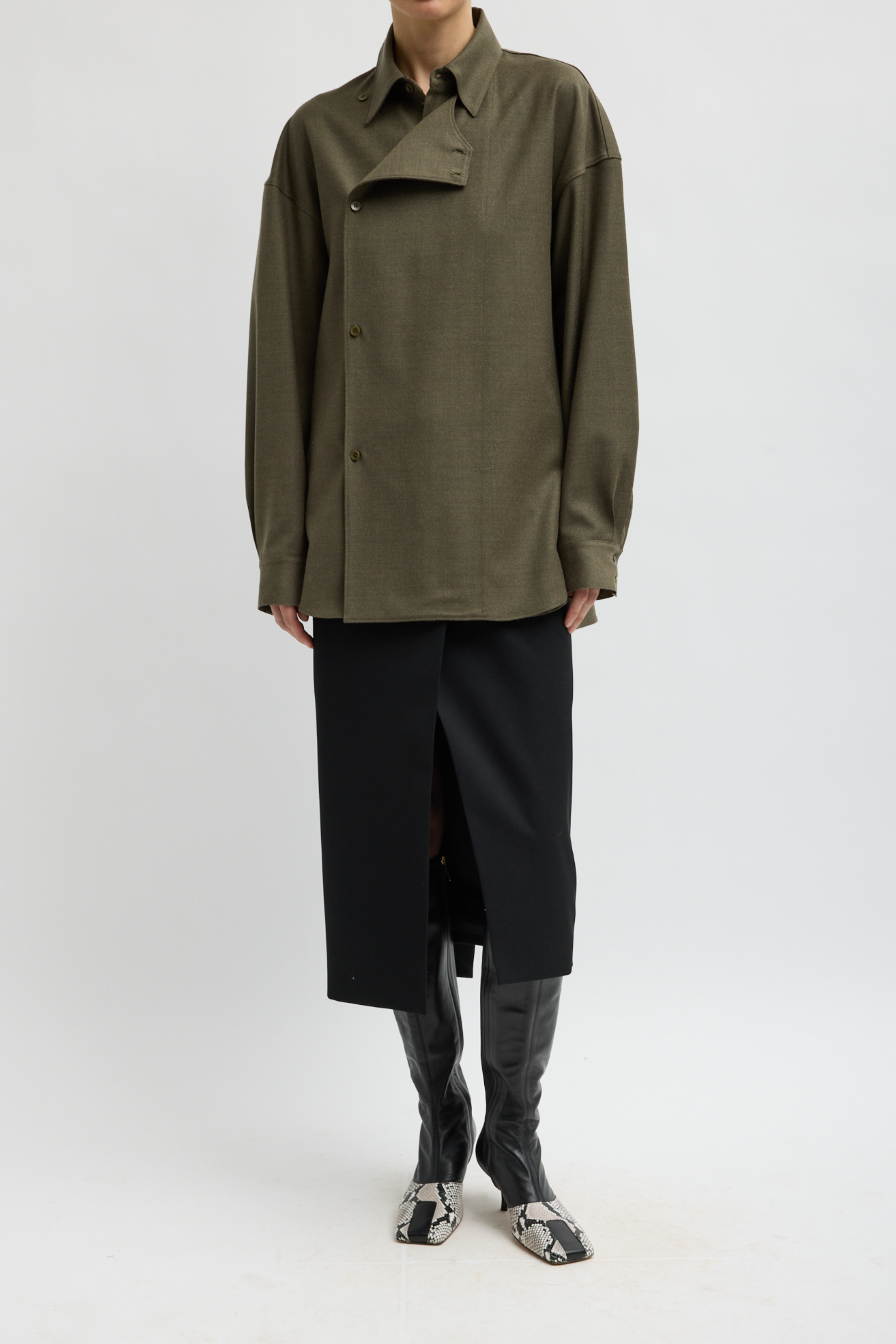 Cozy Flannel Long Sleeve Shirt With Overlap Detail