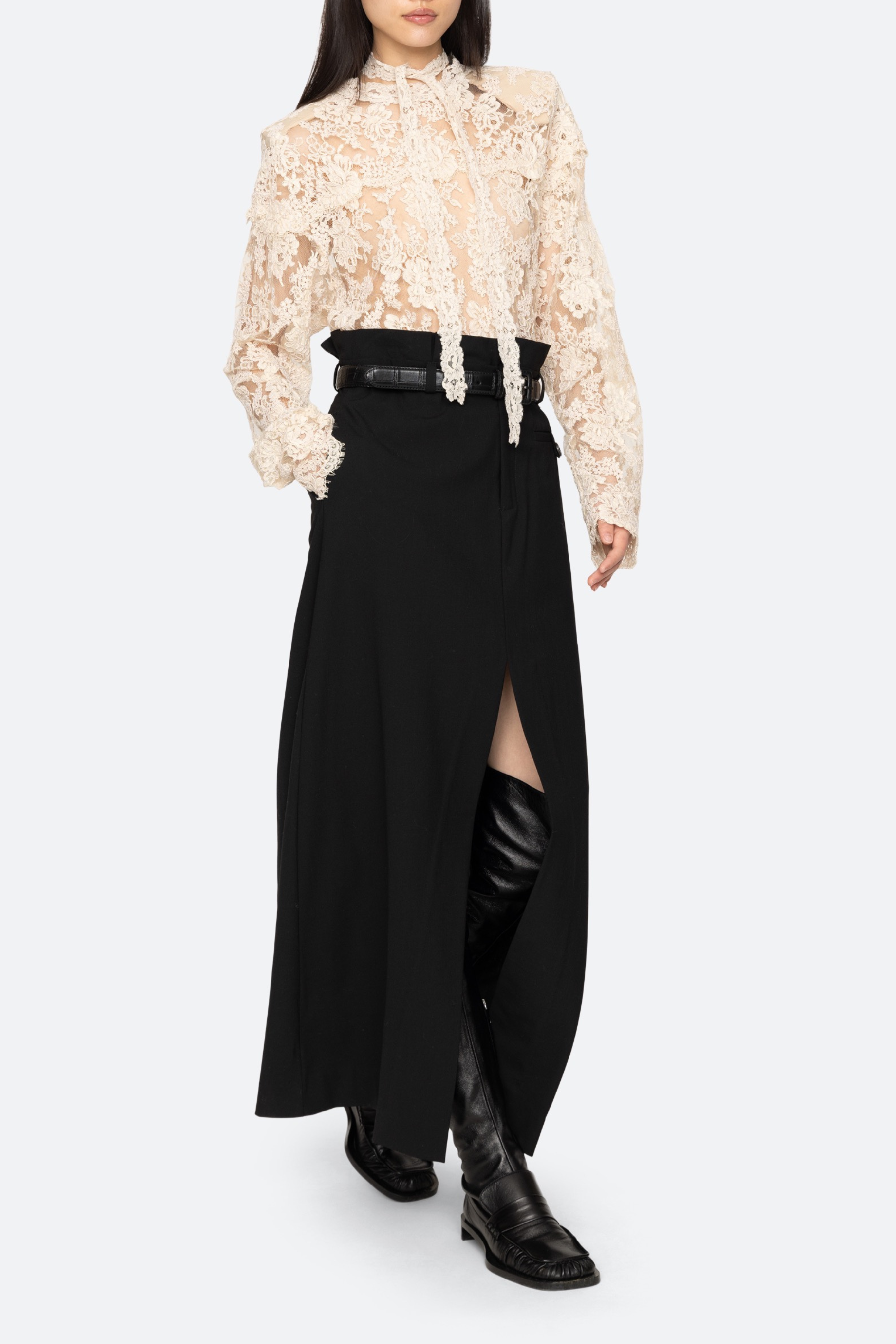 Remi Tropical Maxi Skirt With Belt