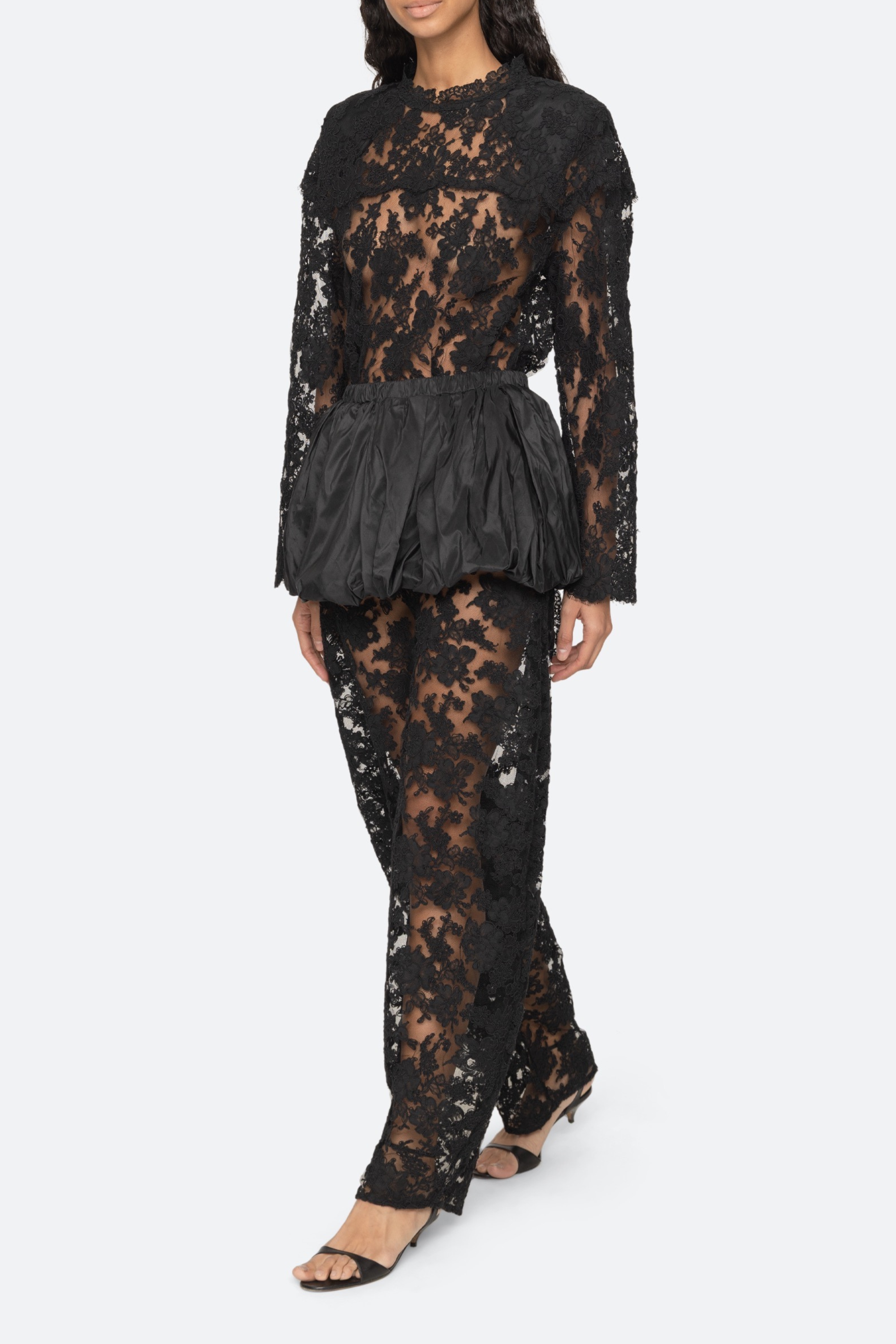 Kirra Lace Longsleeve Tie Neck Top