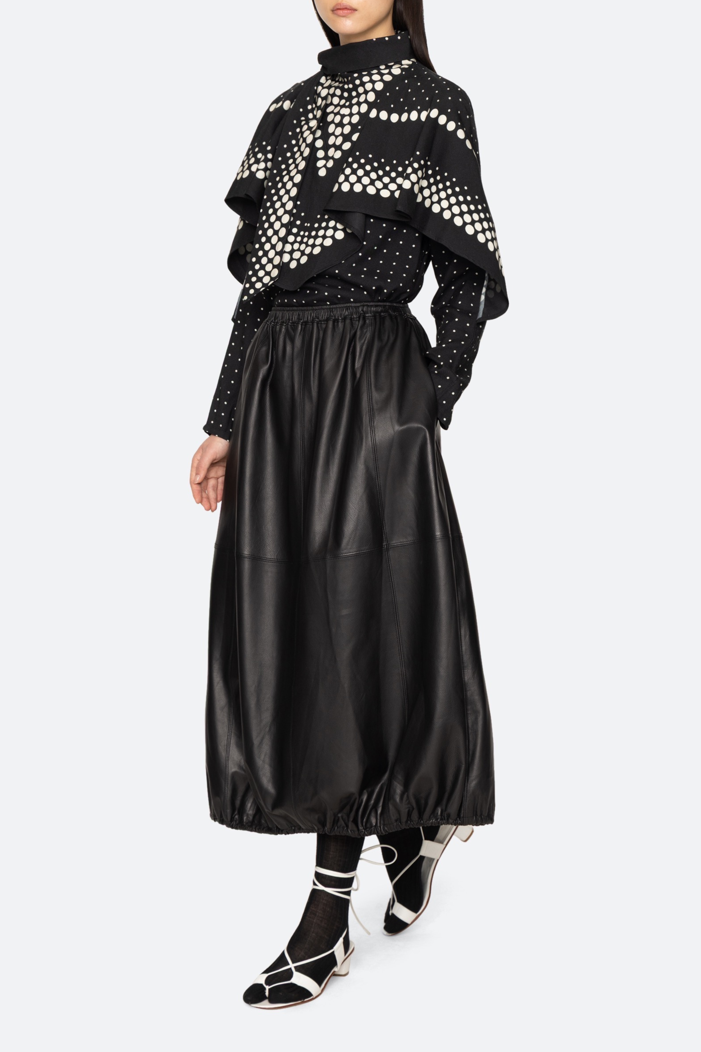 Caitlin Leather Midi Skirt
