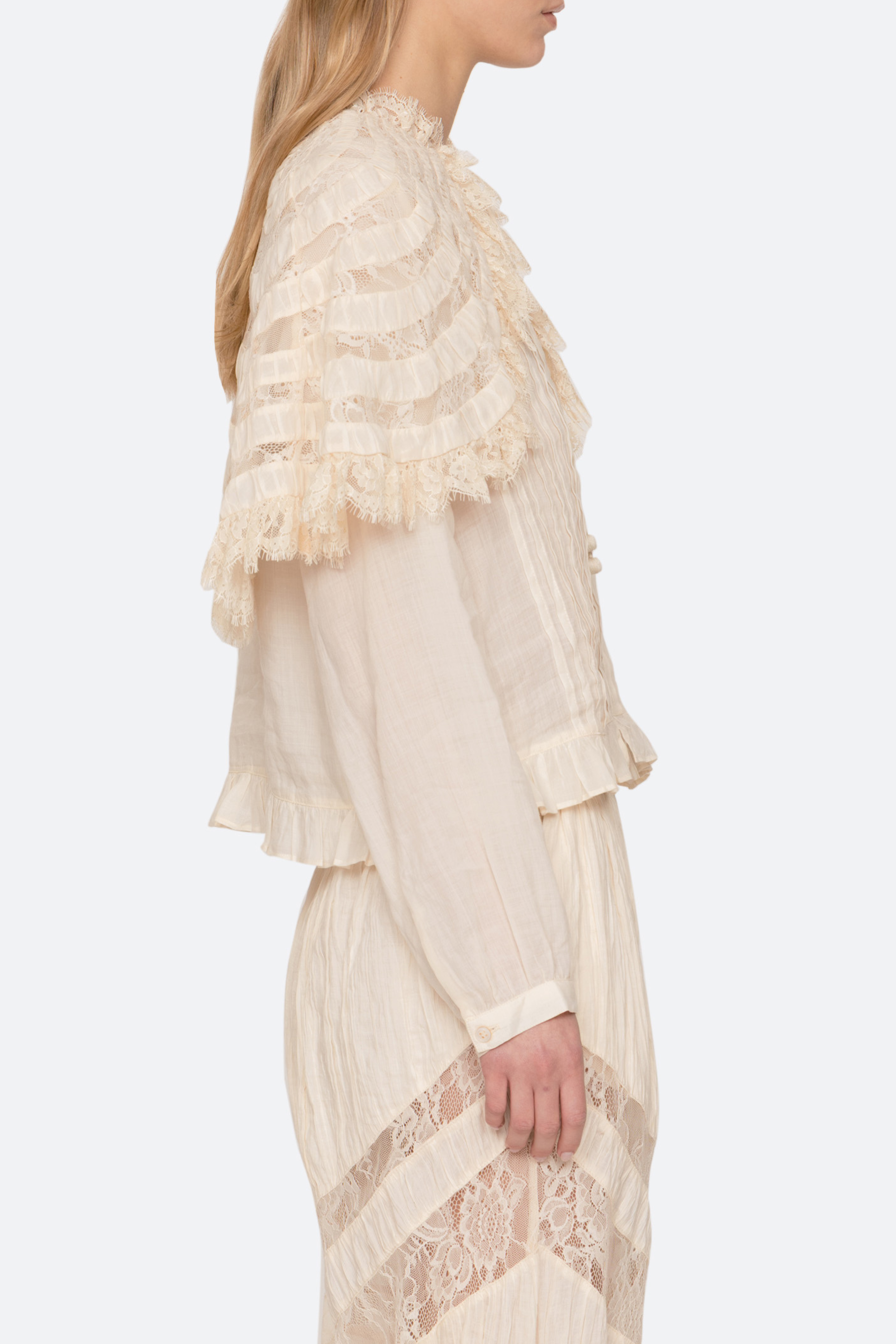 Margaret Solid Capelet Long Sleeve Top