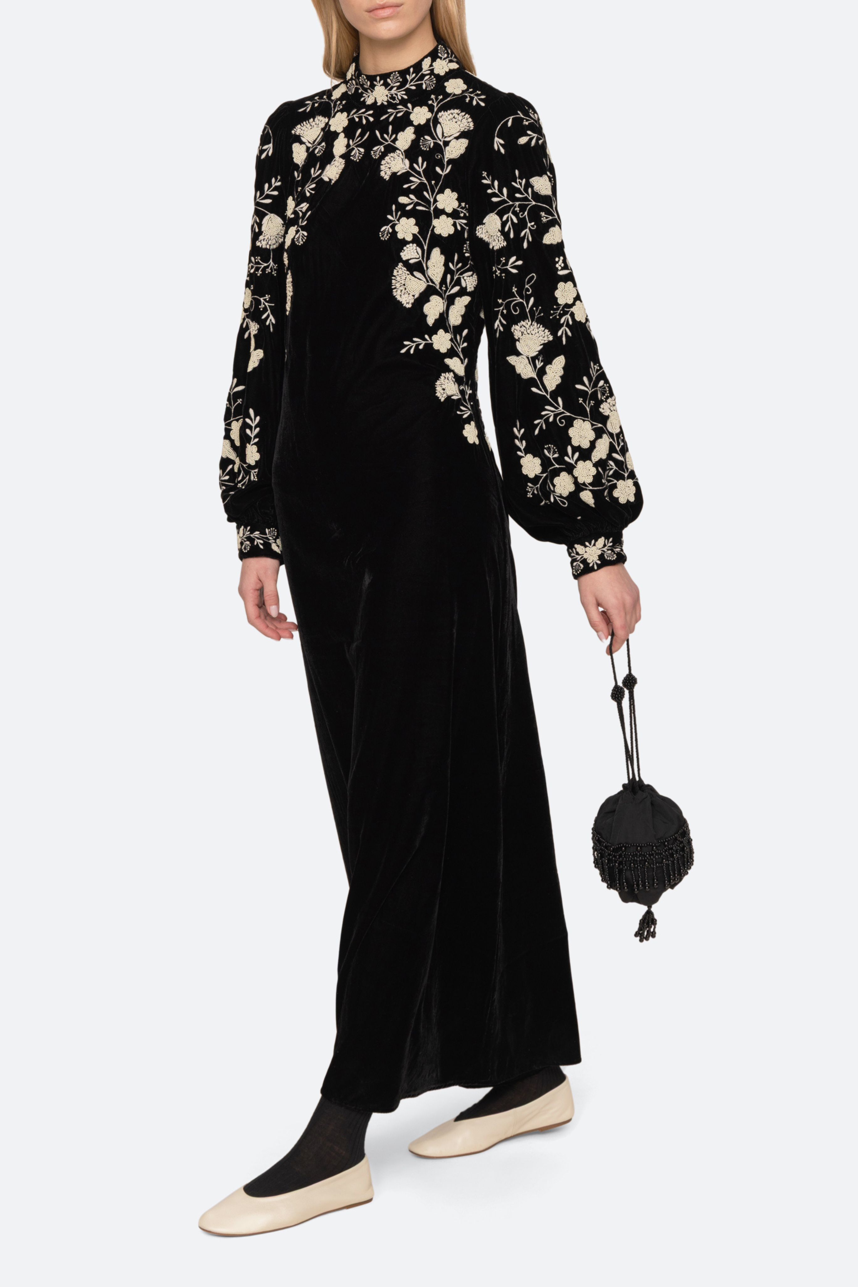 Carlotta Embroidered Pouch - Black