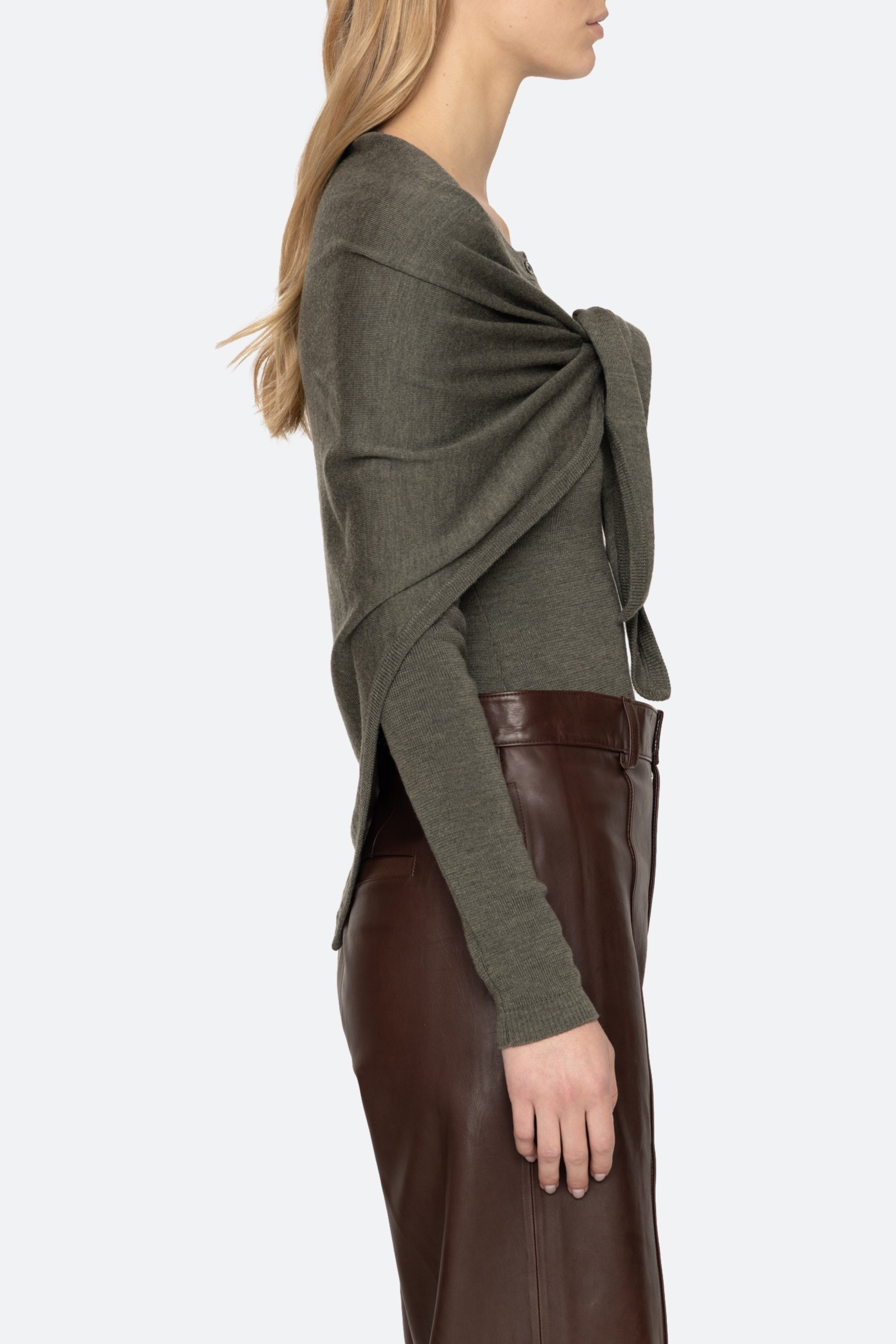 Jane Henley Sweater With Scarf