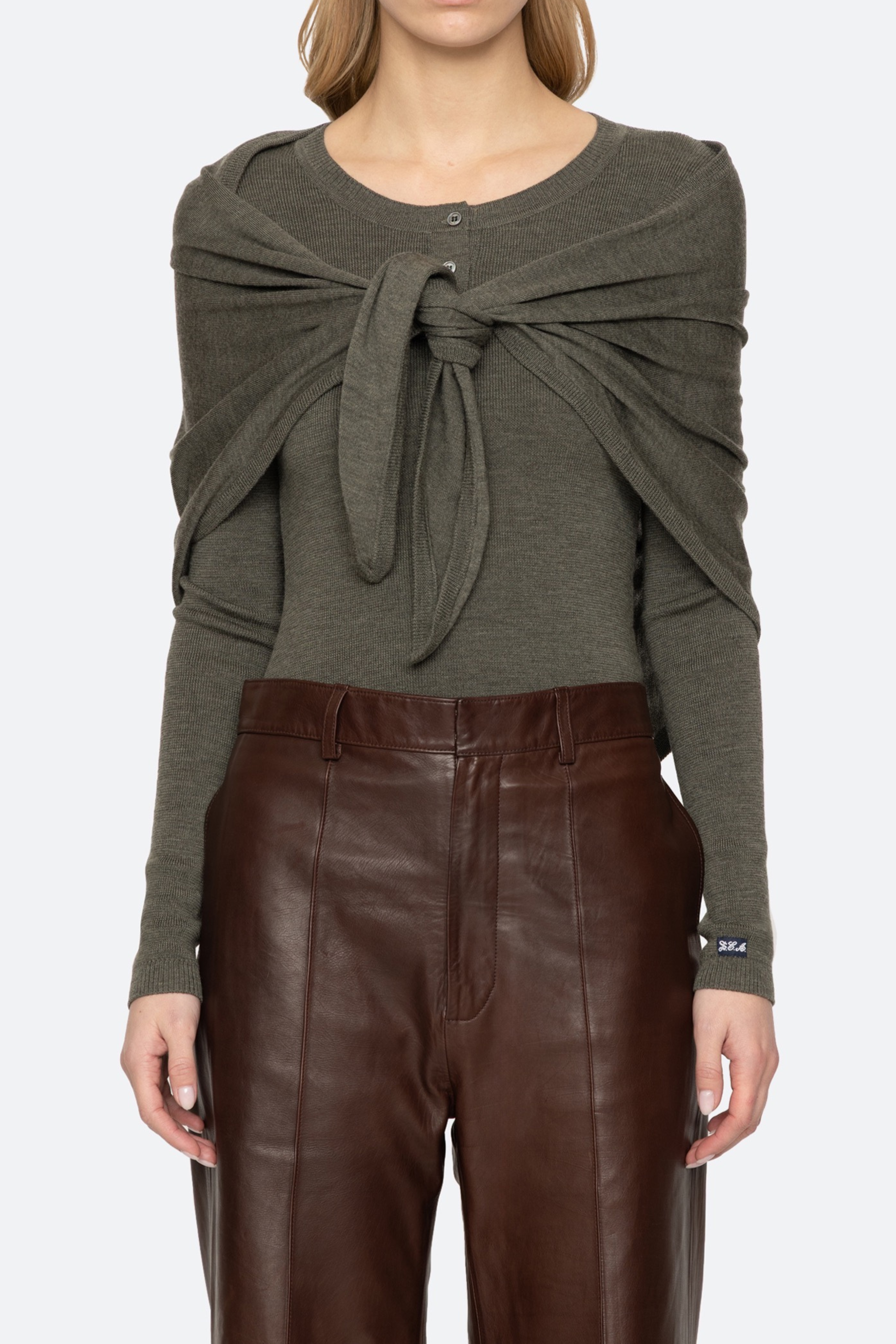 Jane Henley Sweater With Scarf