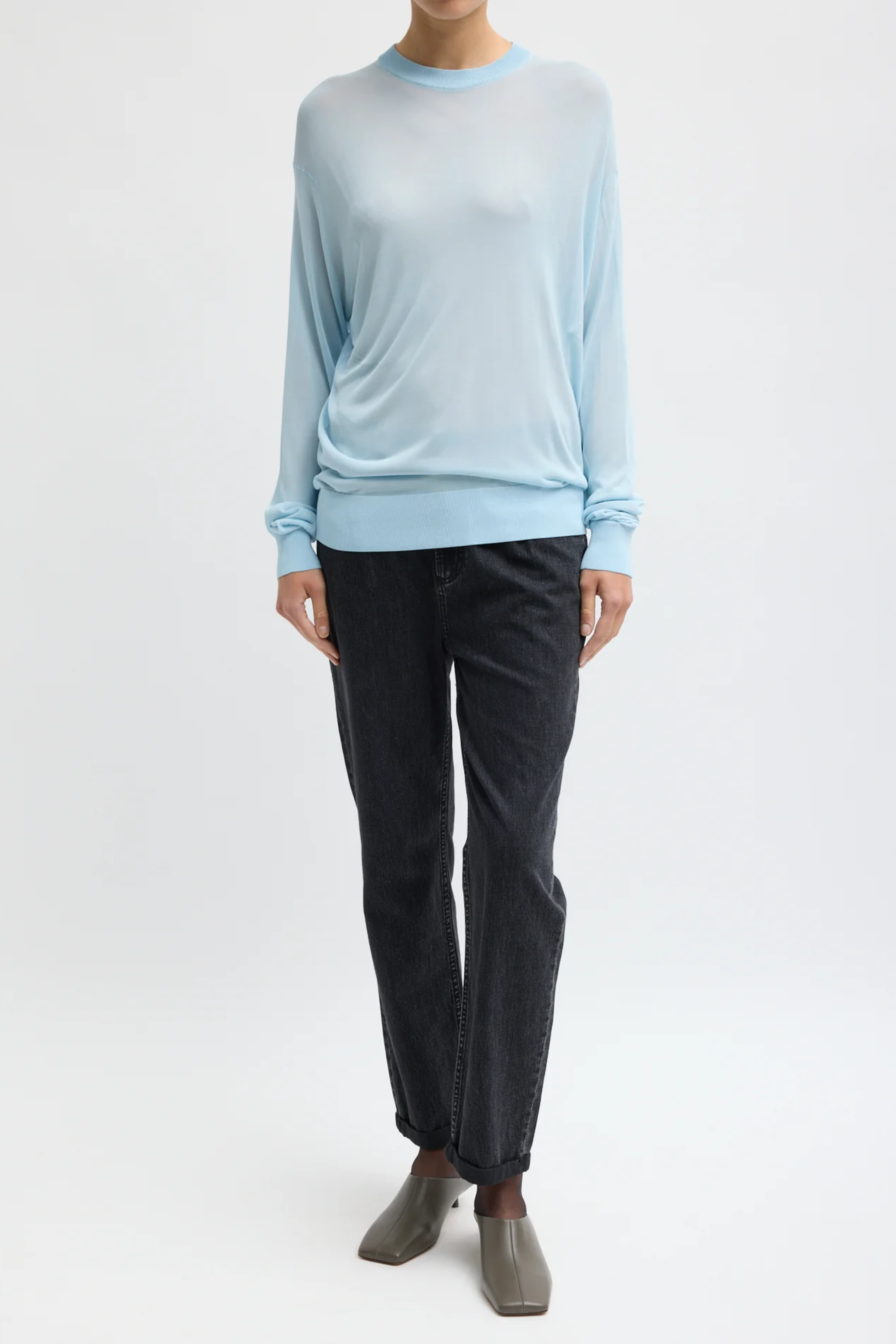 Slinky Viscose Perfect Mens Pullover - Baby Blue