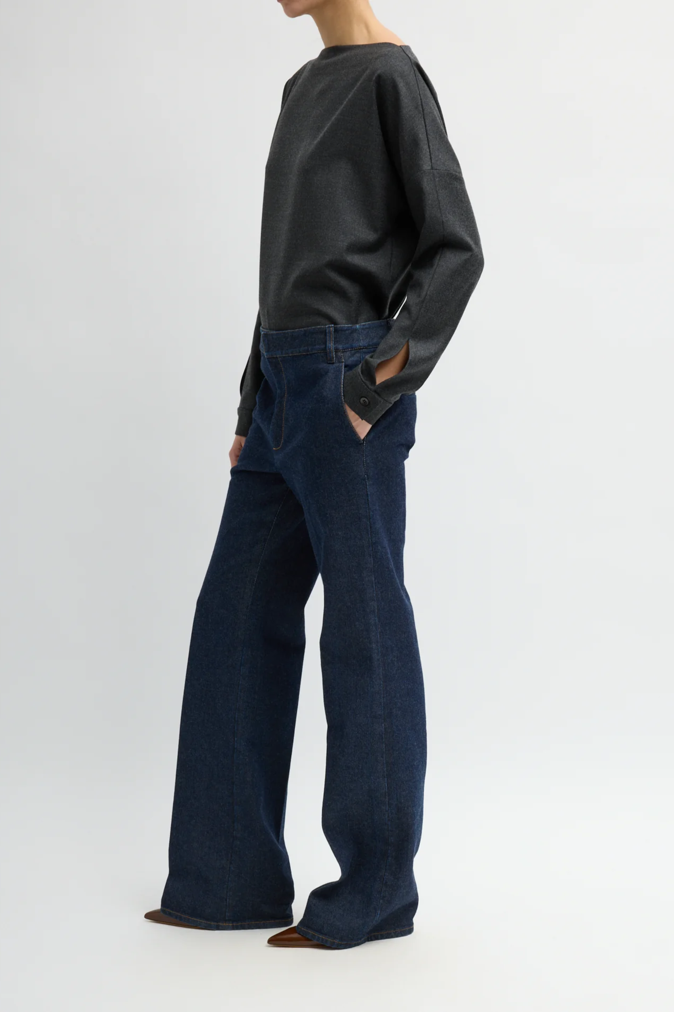 Indigo Denim Pat Trouser Jean - Dark Denim