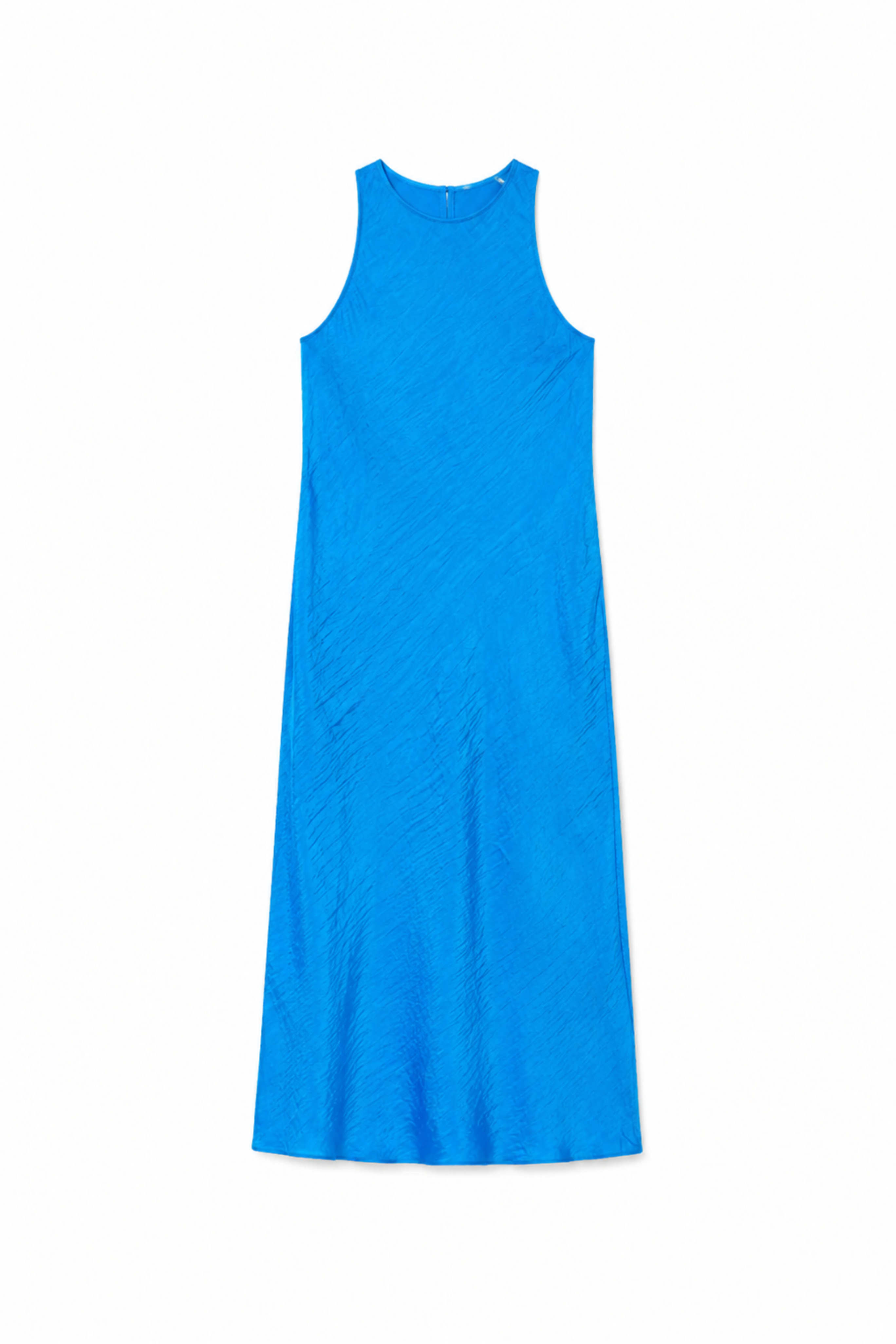 The Crinkle Slip Midi Bias Dress - Bright Blue