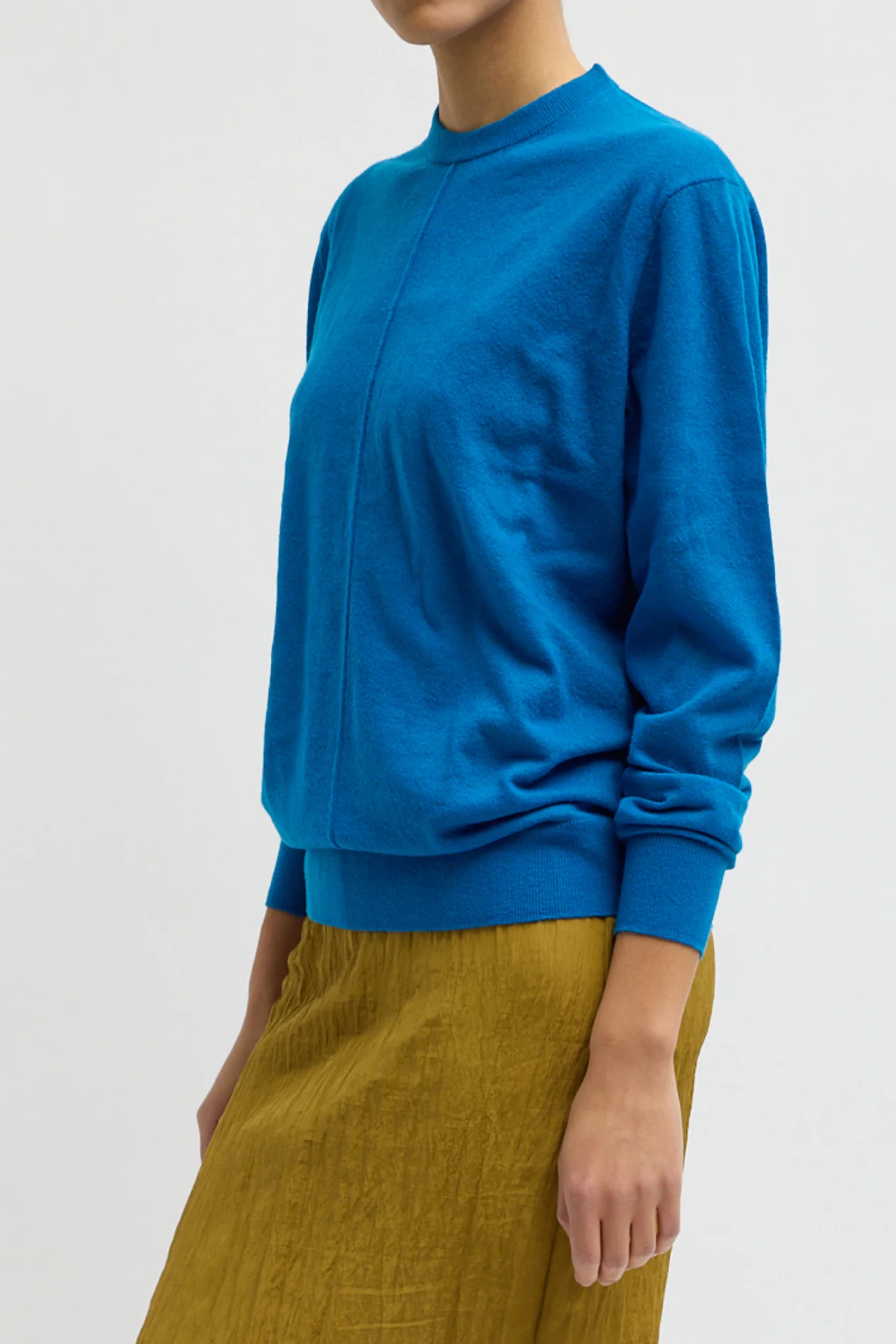 Skinlike Mercerized Wool Crewneck Pullover - Bright Blue