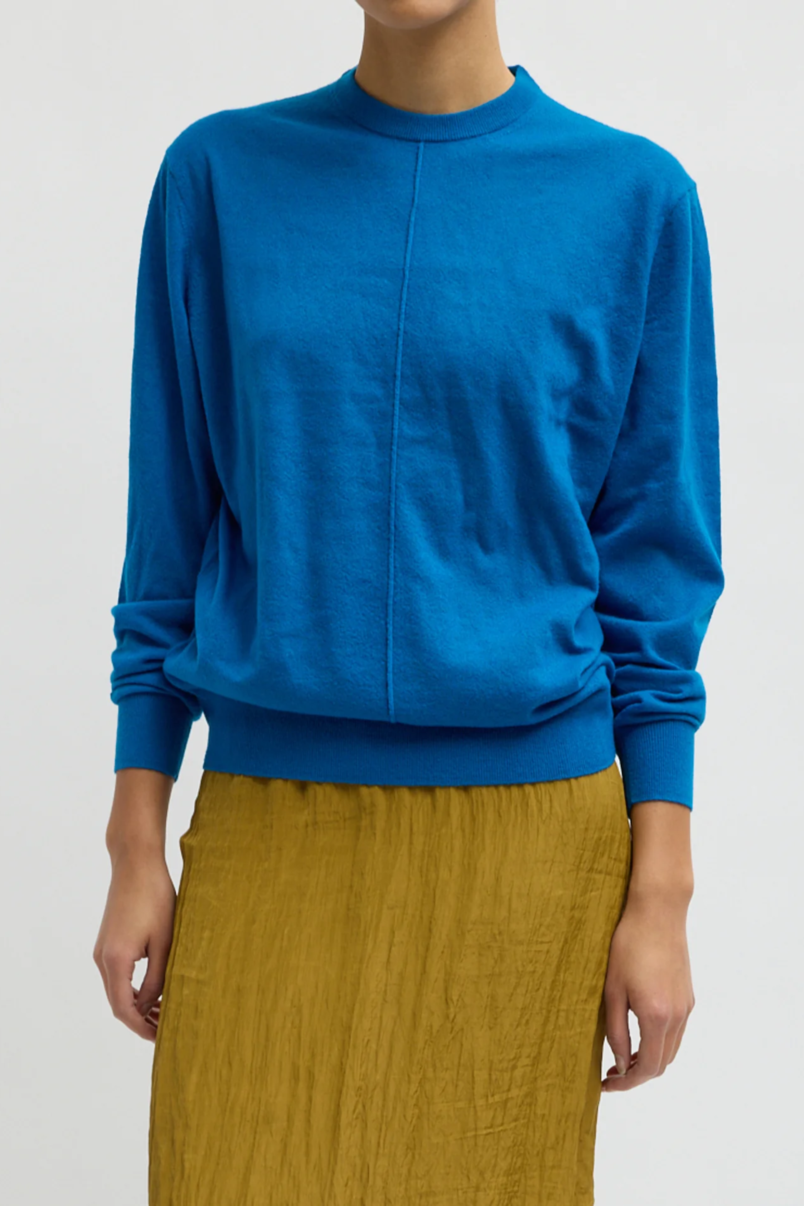 Skinlike Mercerized Wool Crewneck Pullover - Bright Blue