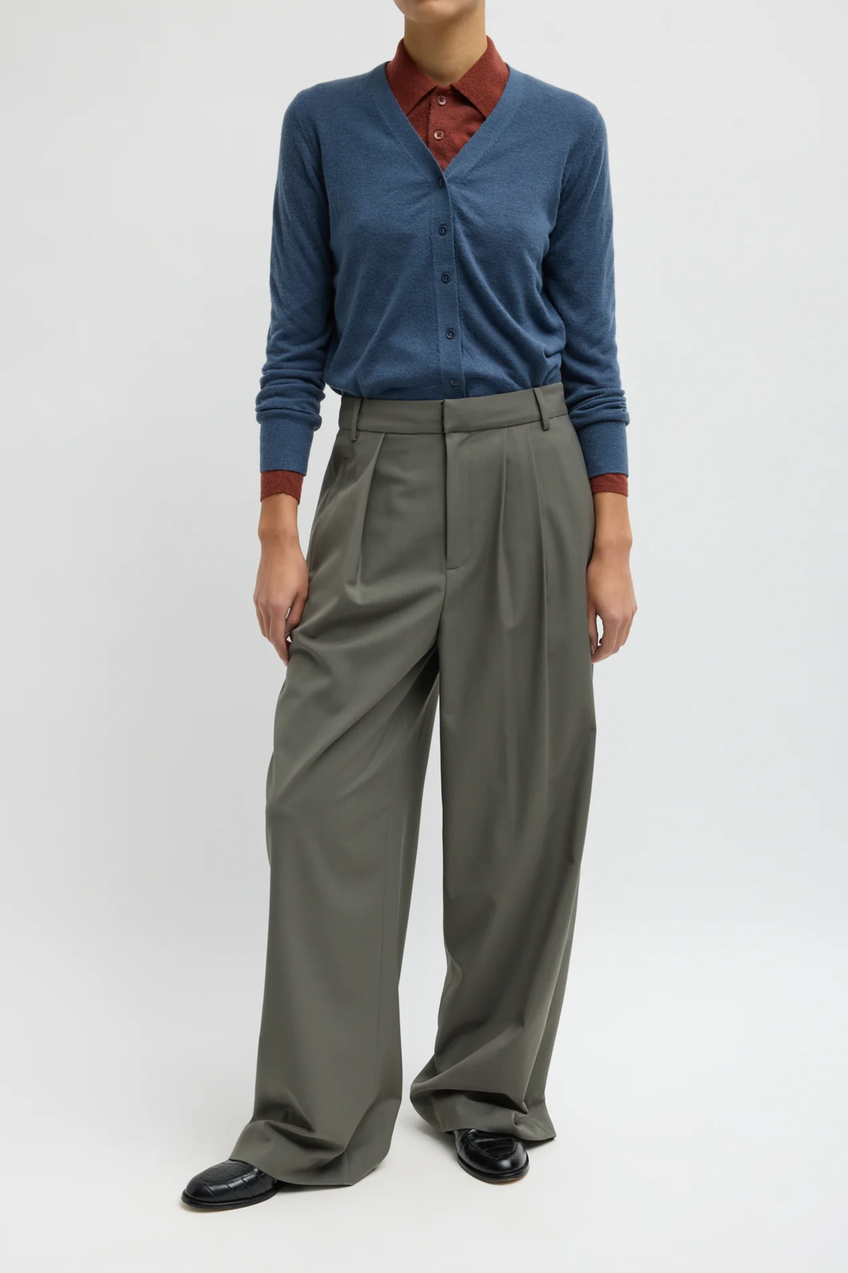 Faeduardo Tropical Wool Stella Pant - Dark Stone