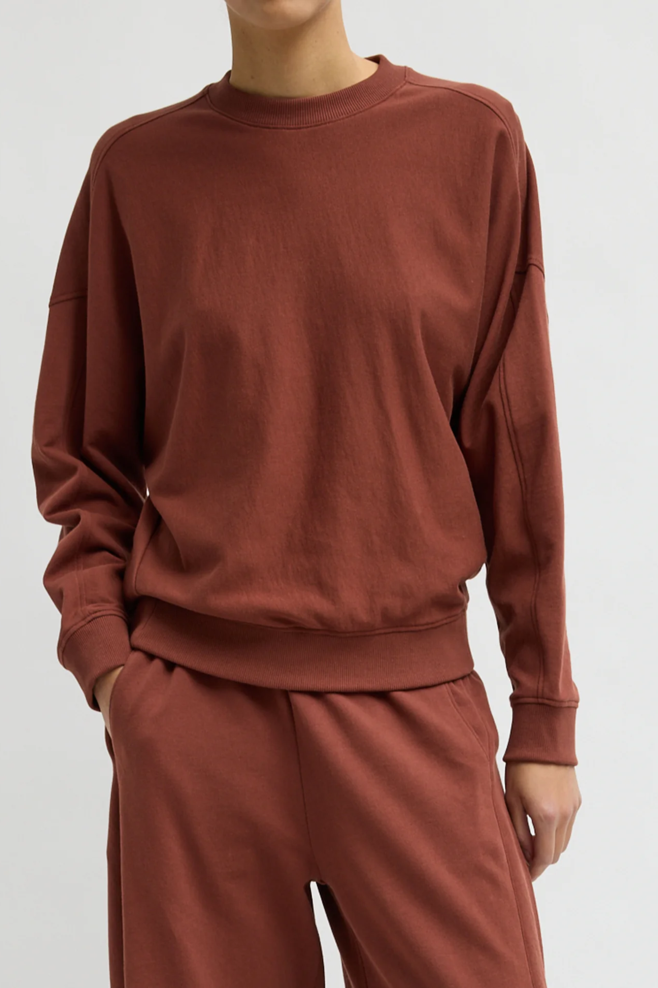 Light Weight Sweatshirting Crewneck Sweatshirt - Red Clay