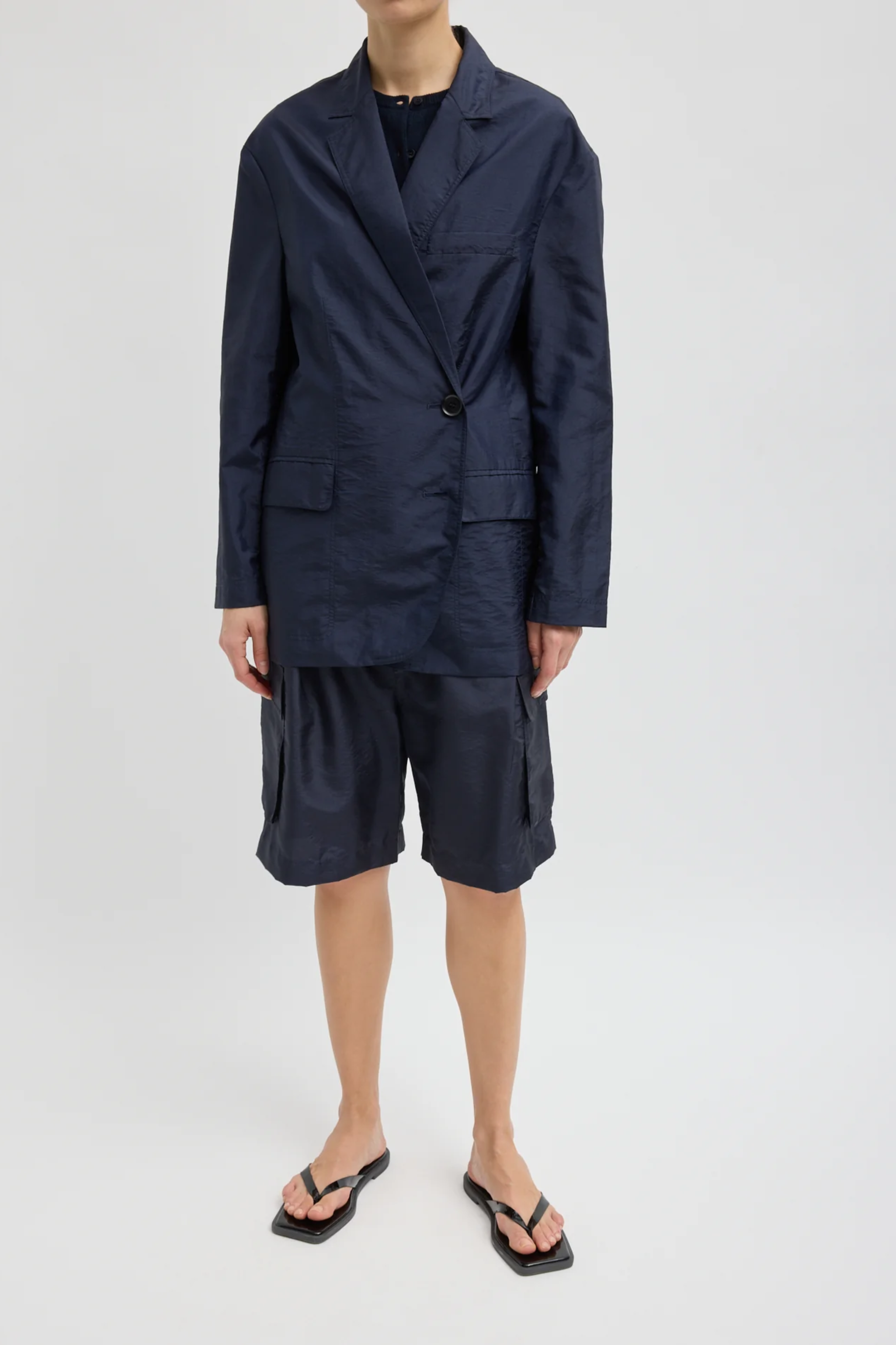Crispy Nylon Liam Blazer - Navy