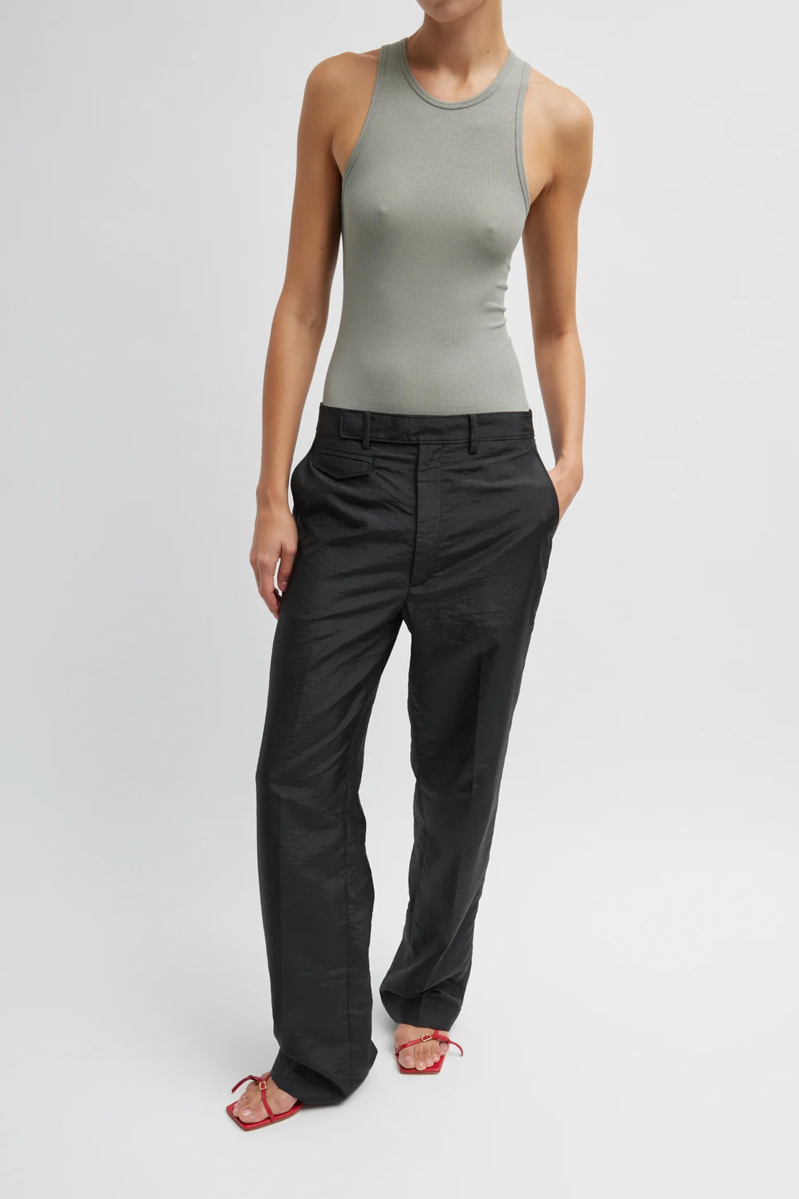 Circular Fine Rib T Tank - Pumice Grey