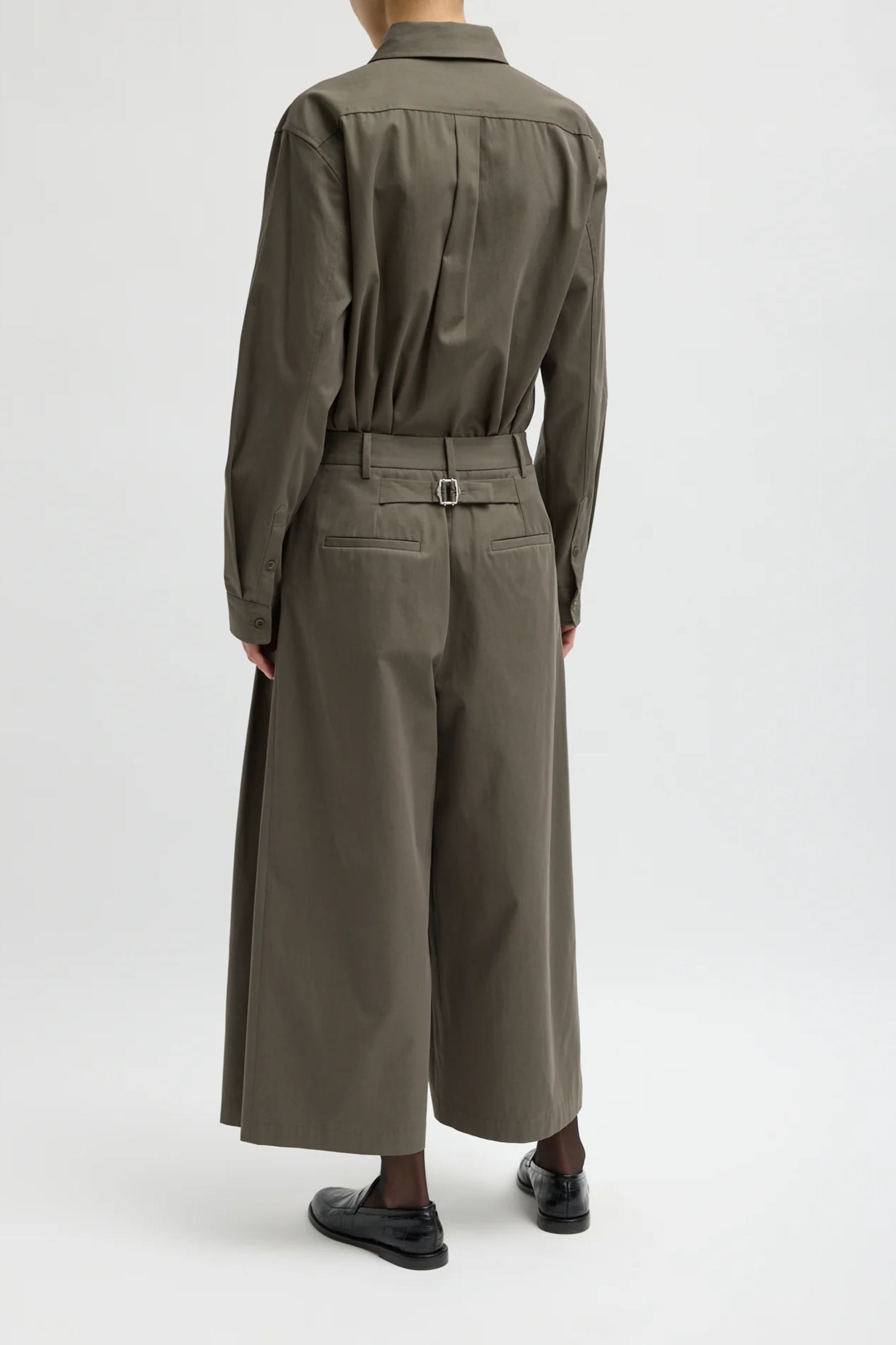 Bio Twill Triple Pleat Cropped Pant - Dark Stone