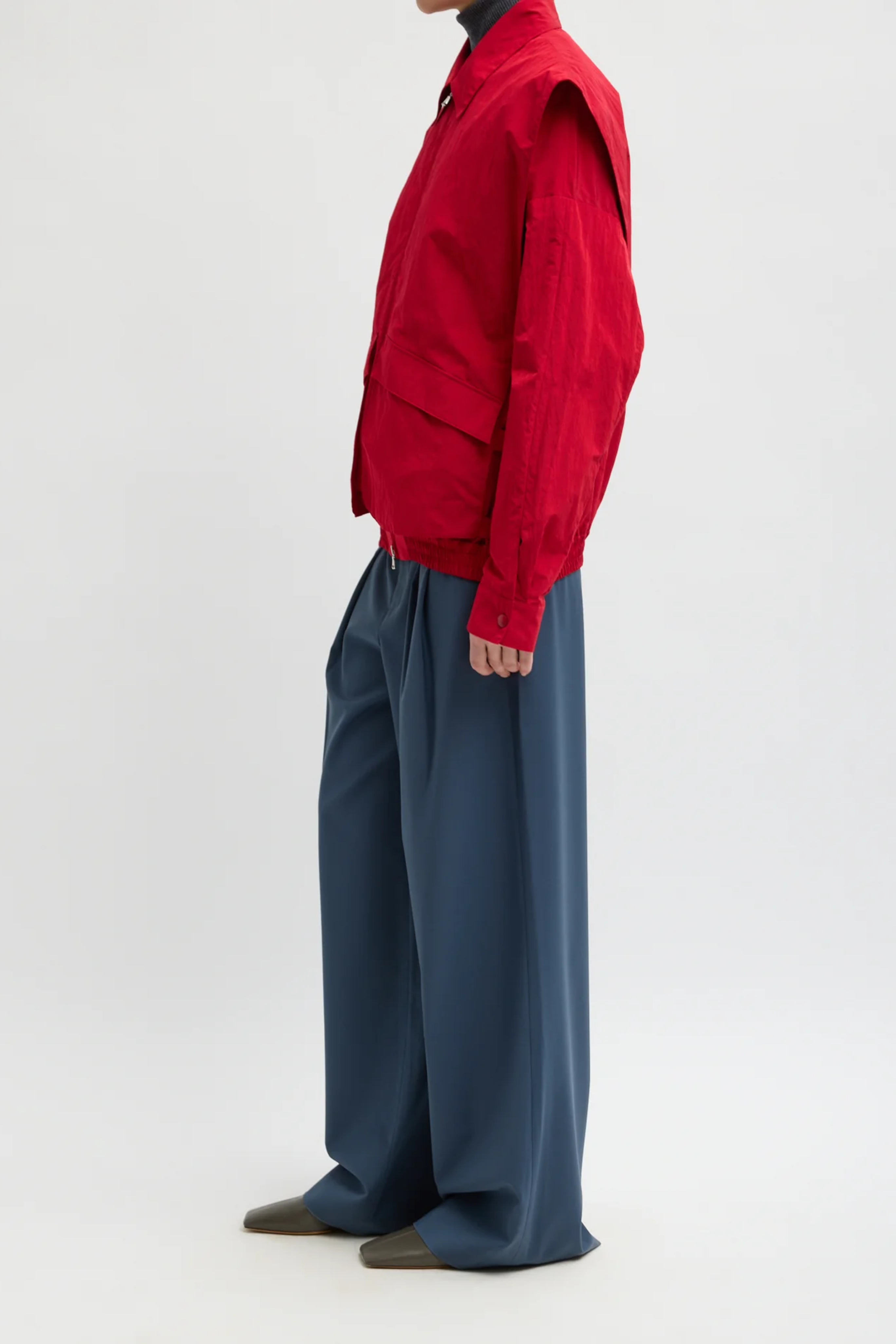 Fall Nylon Snap Bomber - Red
