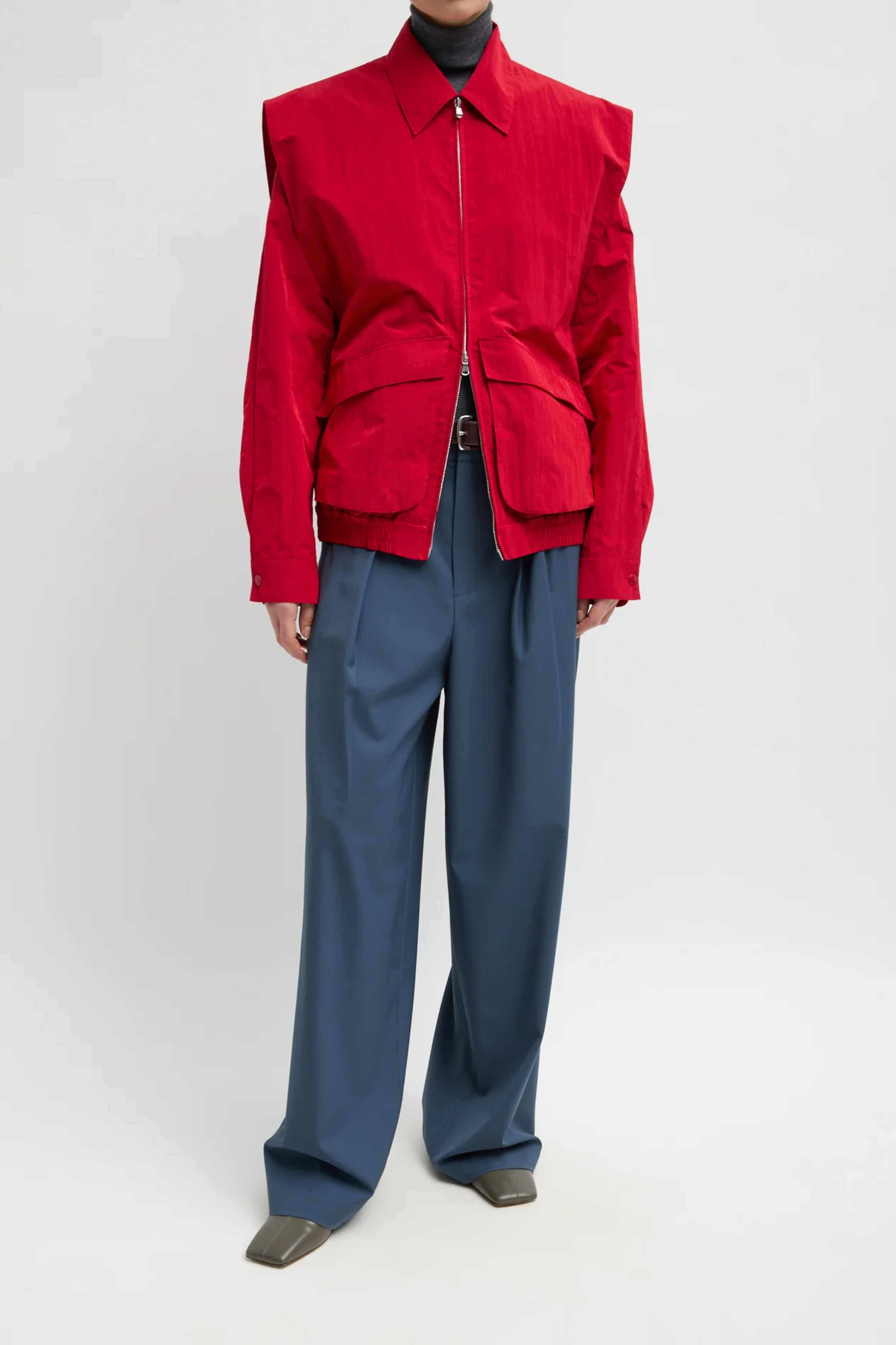 Fall Nylon Snap Bomber - Red