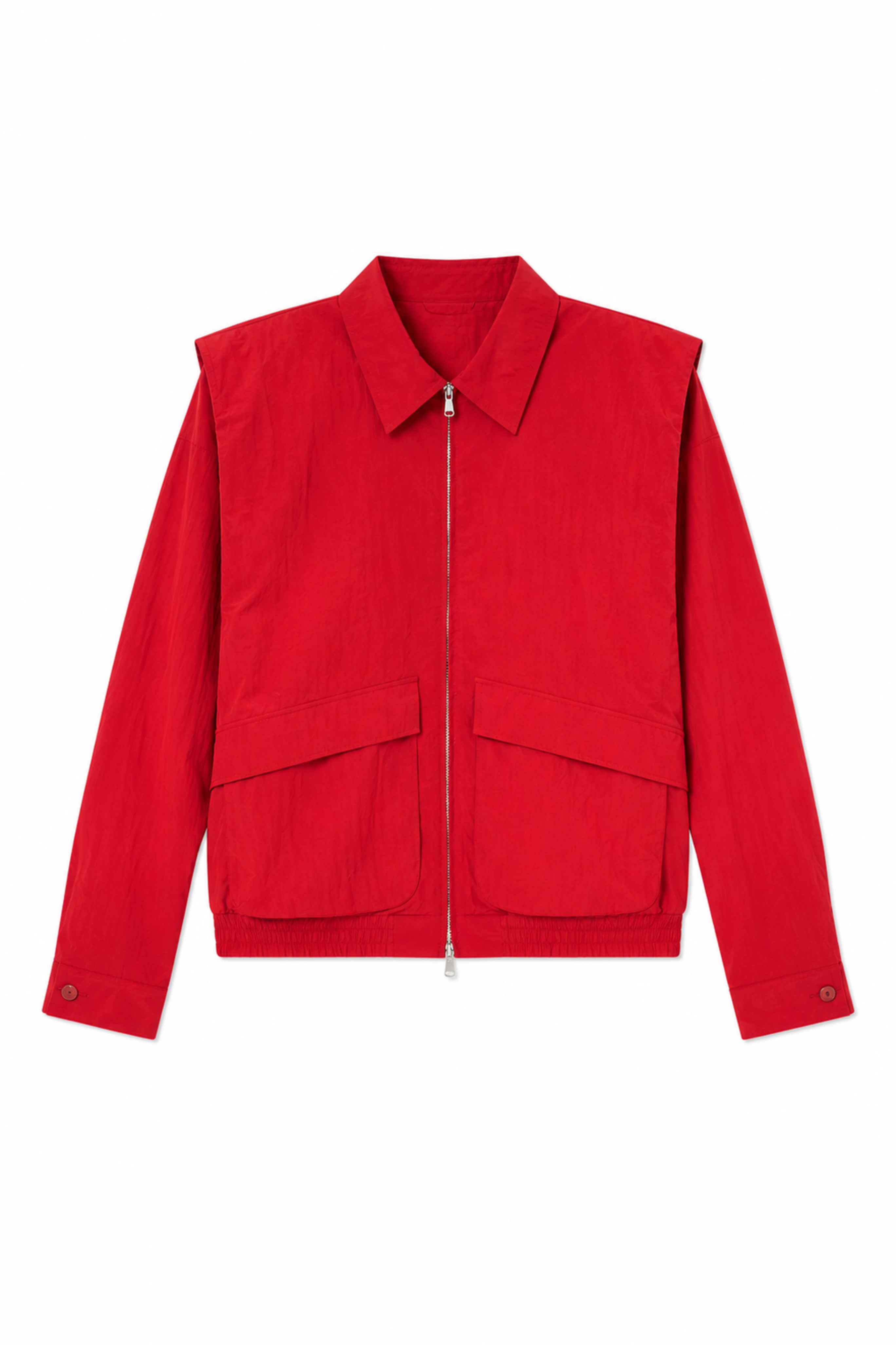 Fall Nylon Snap Bomber - Red