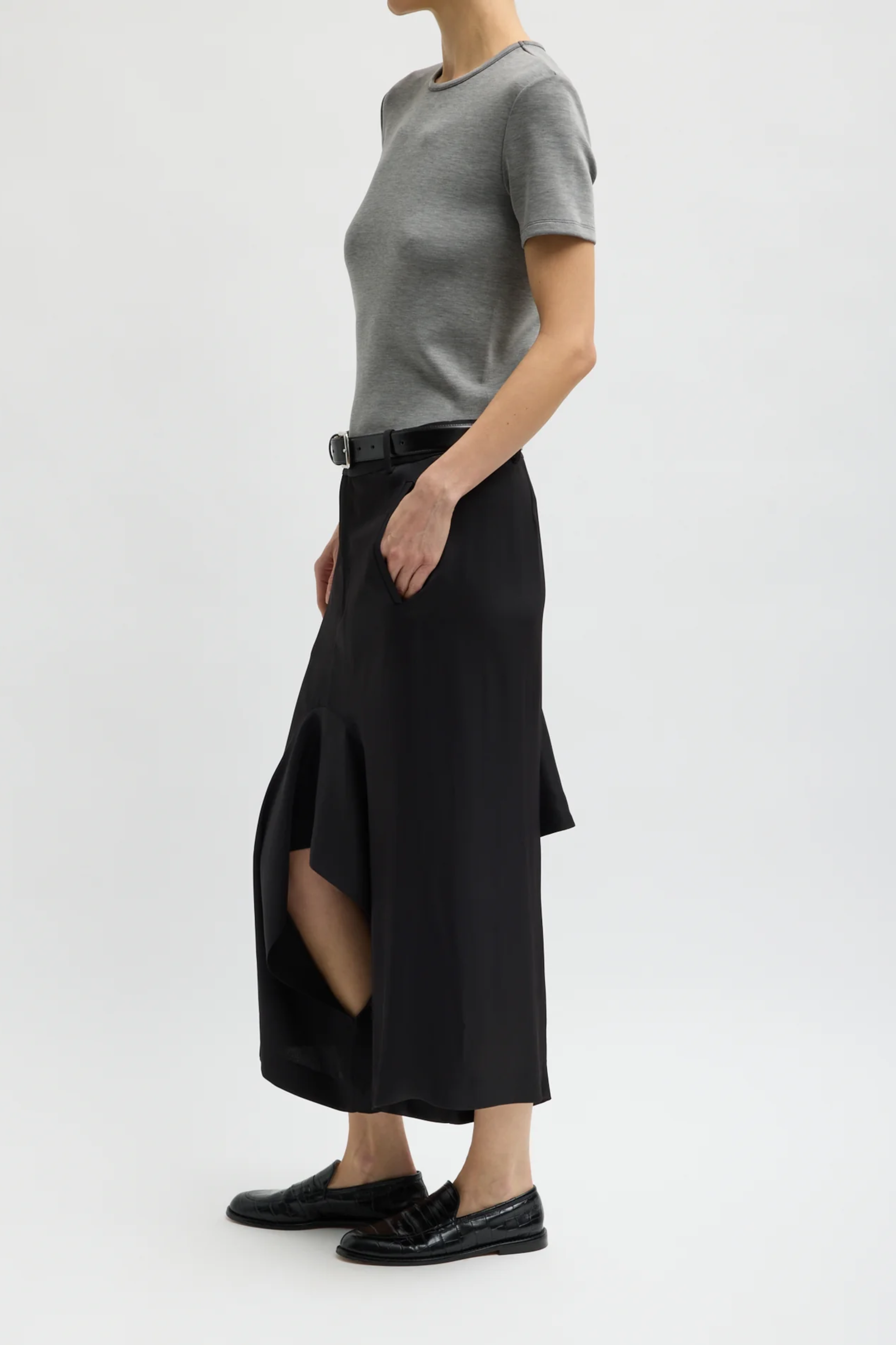 Eco Acetate Viscose Front Drape Culotte - Black