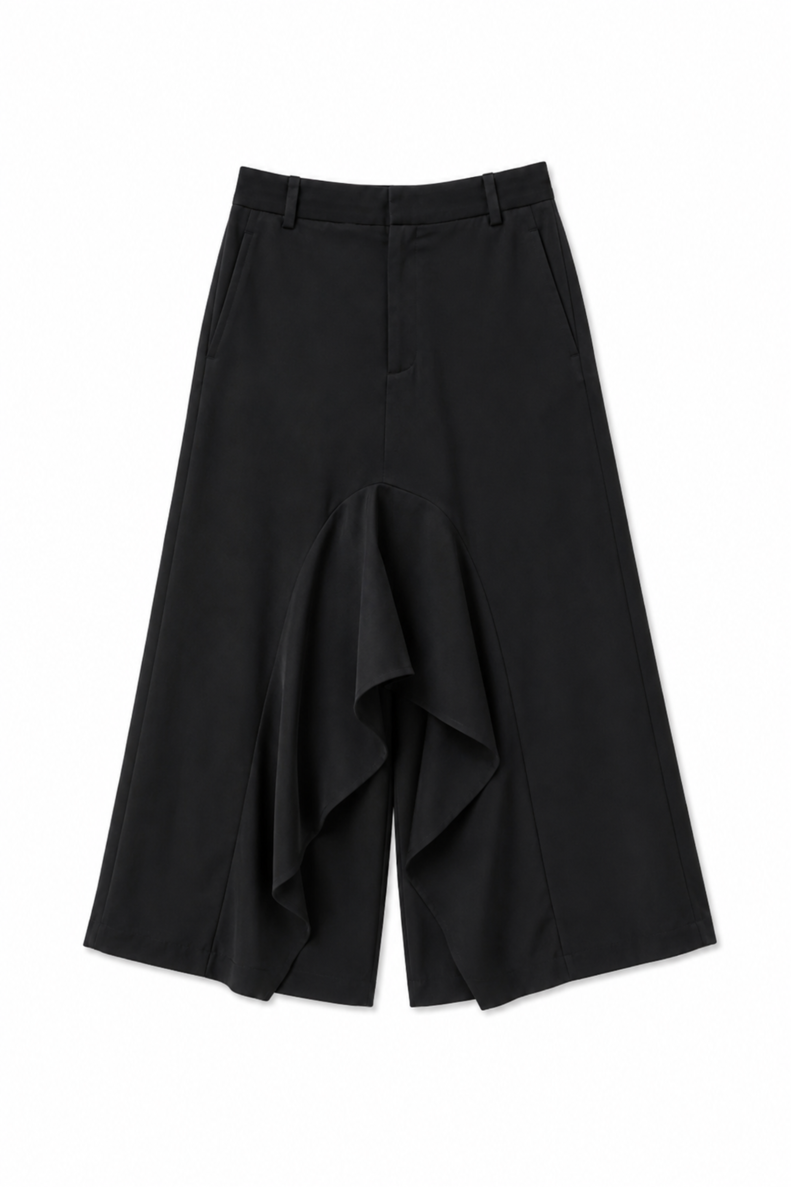 Eco Acetate Viscose Front Drape Culotte - Black