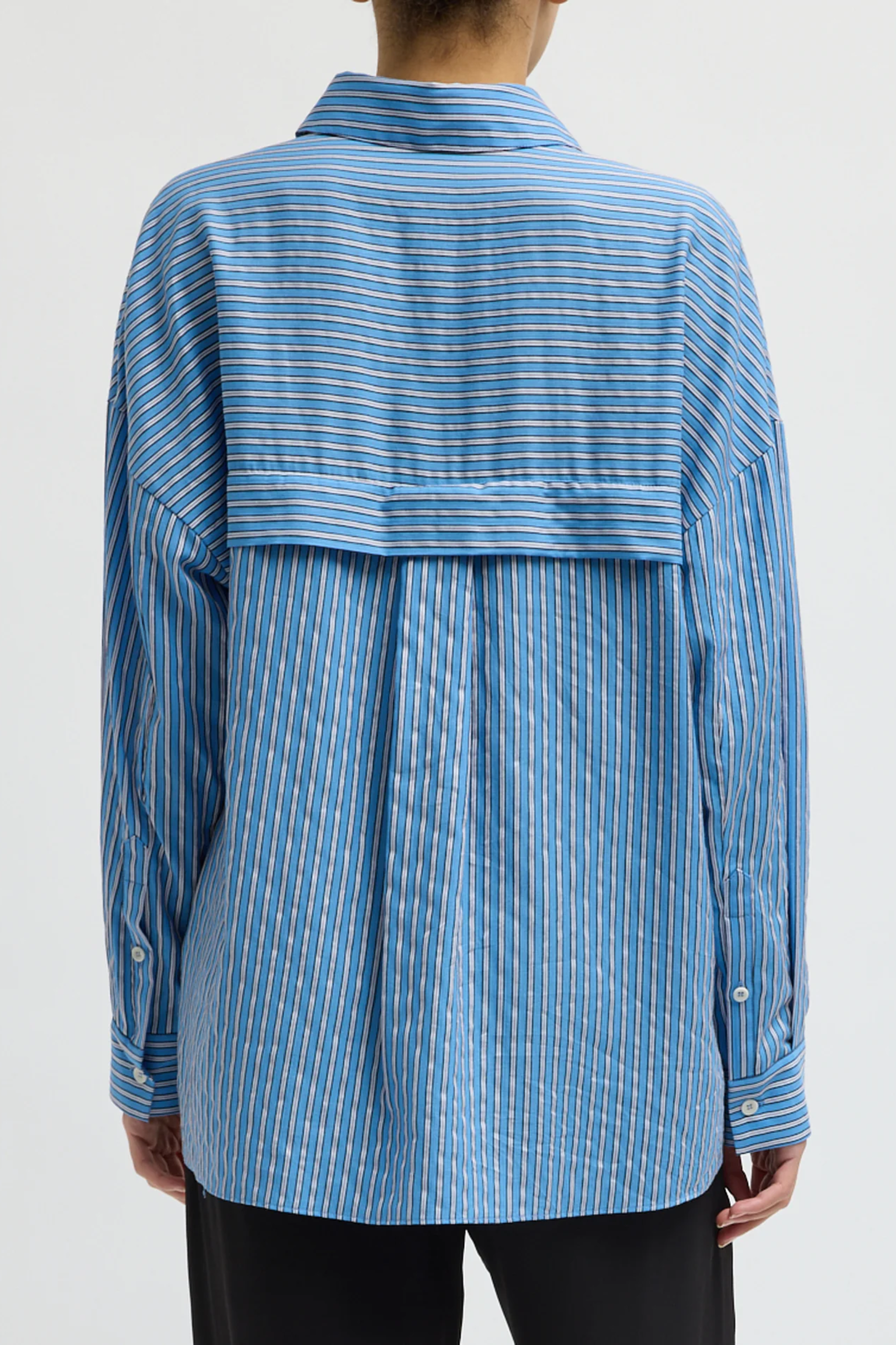 Edmund Lyocell Stripe Oversized Shirt - Blue Multi