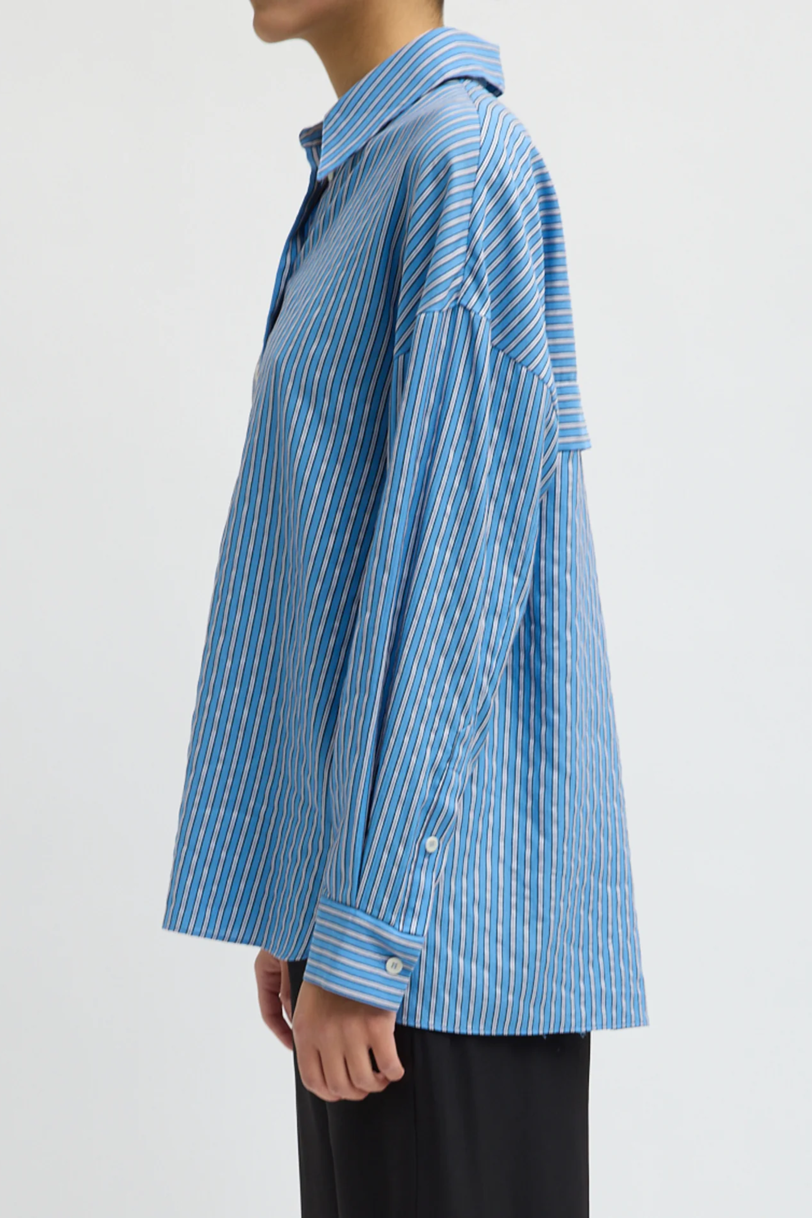 Edmund Lyocell Stripe Oversized Shirt - Blue Multi