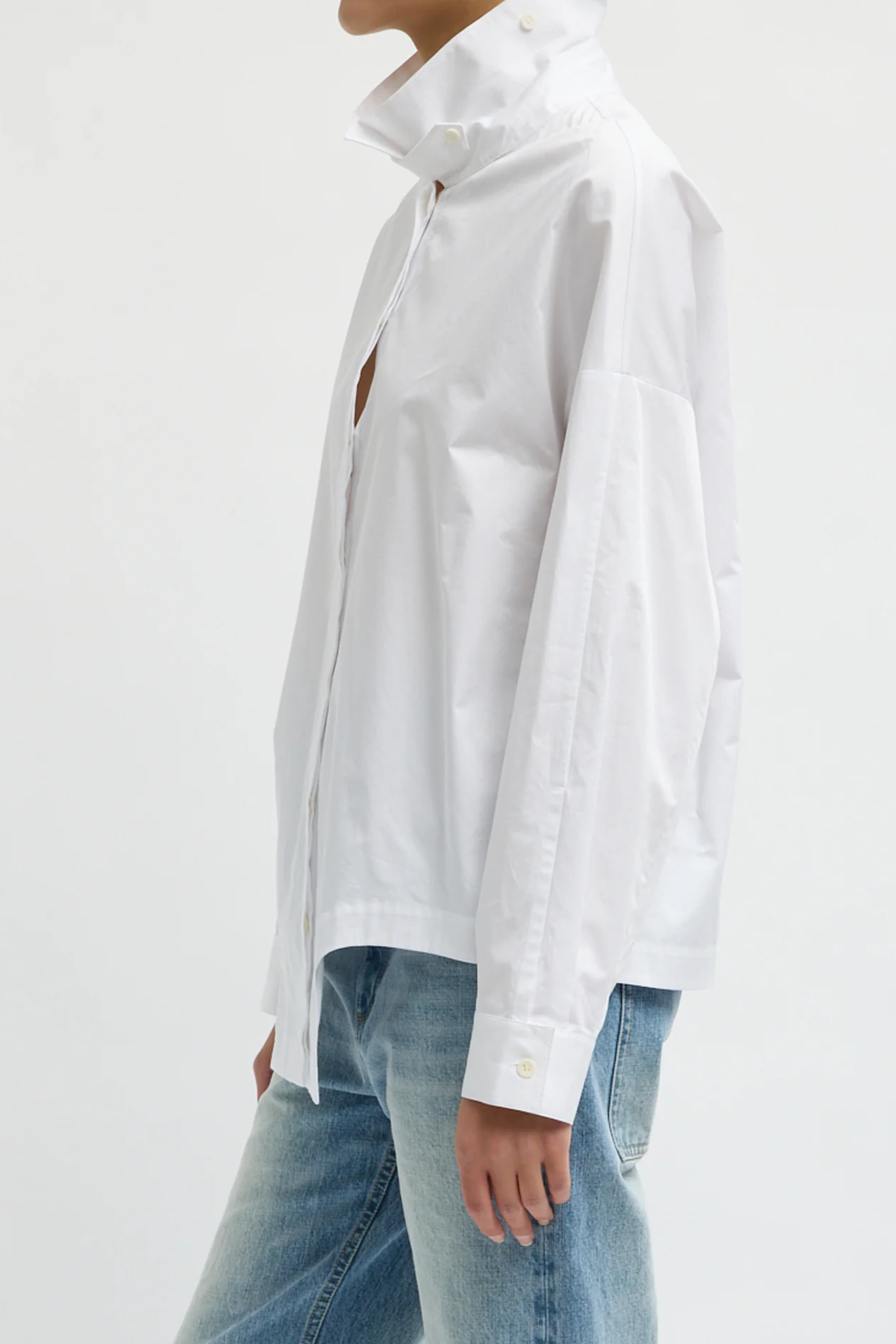 Eco Poplin Easy Shirt With Flap Detail - White