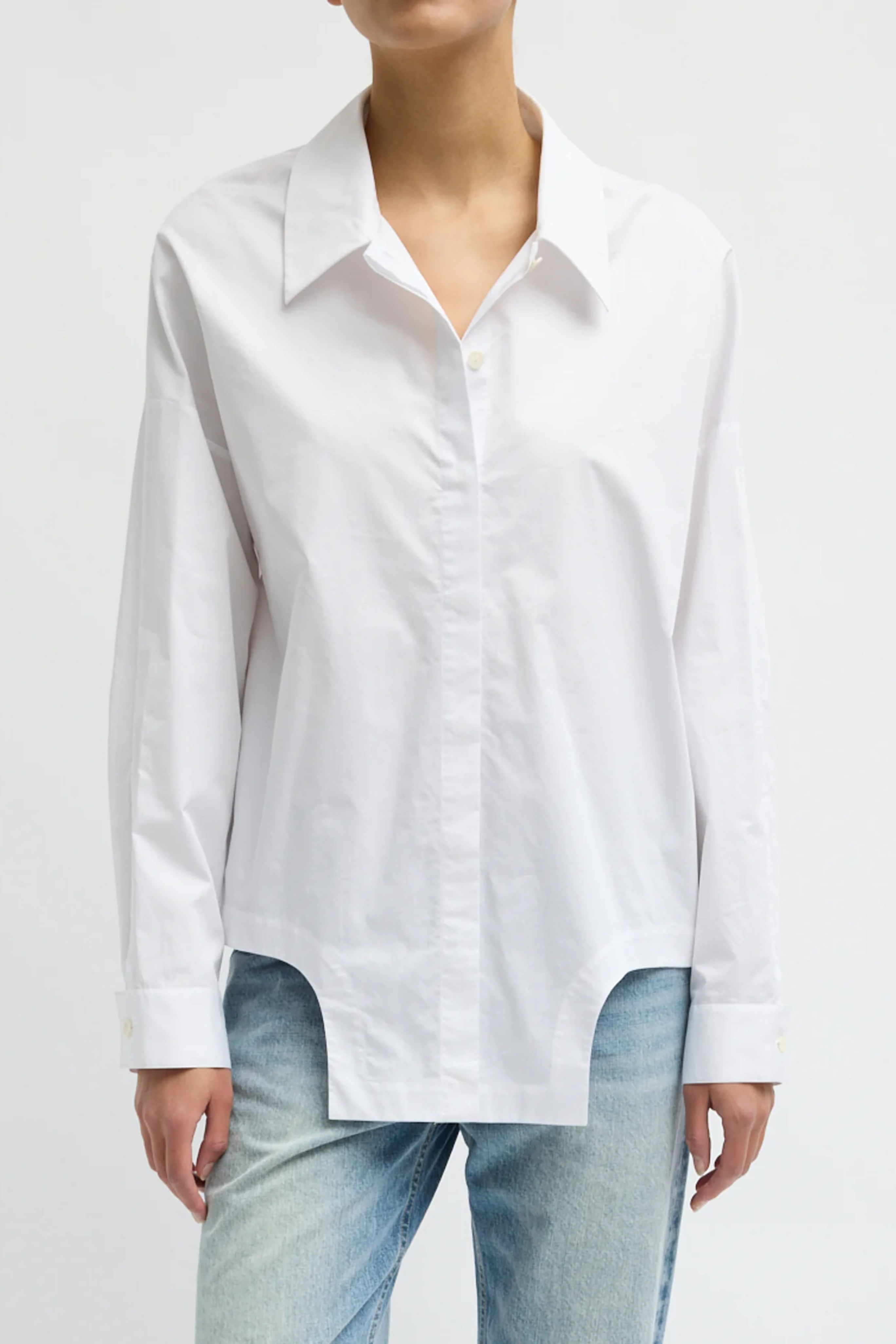 Eco Poplin Easy Shirt With Flap Detail - White