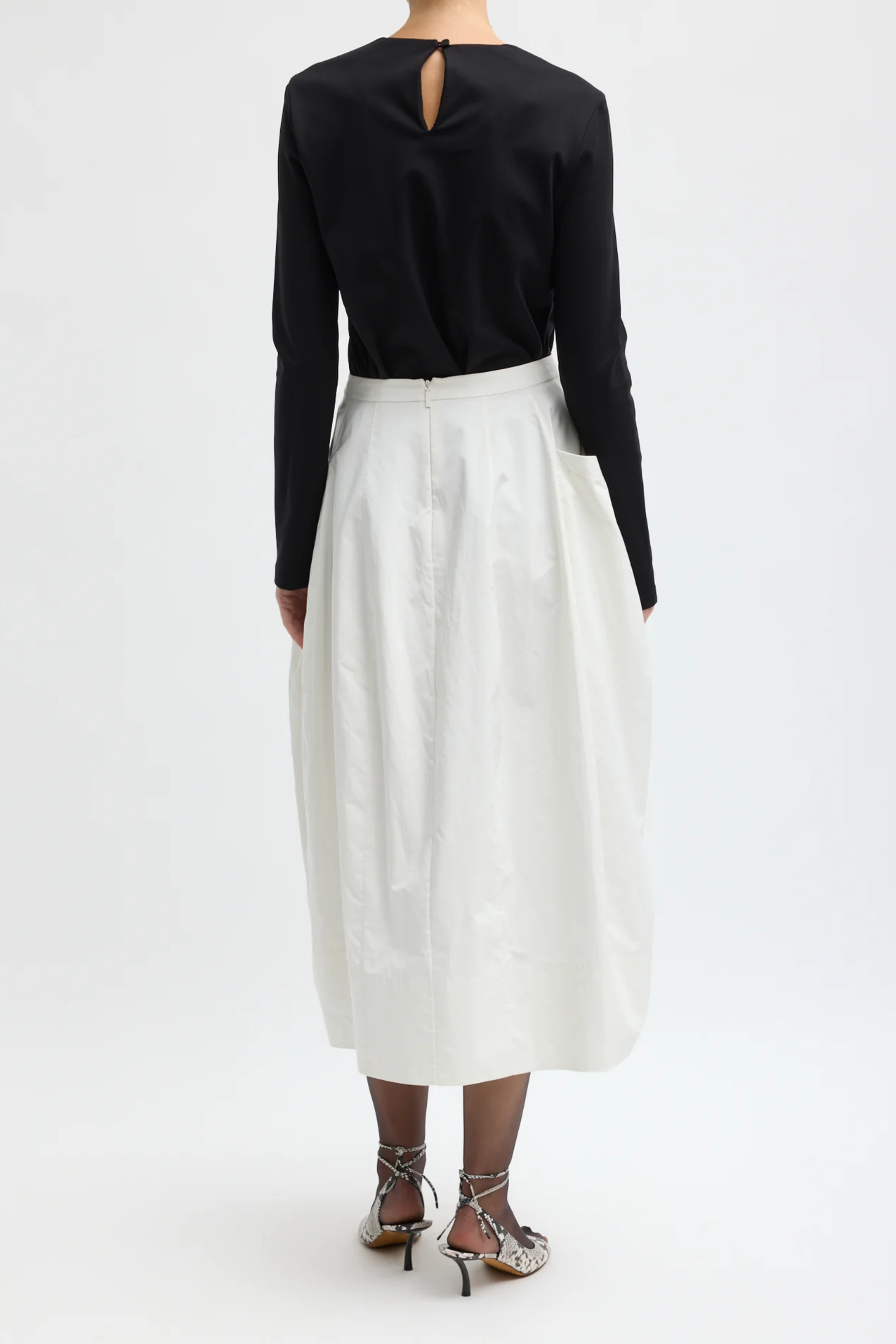 Nylon Lantern Skirt - White