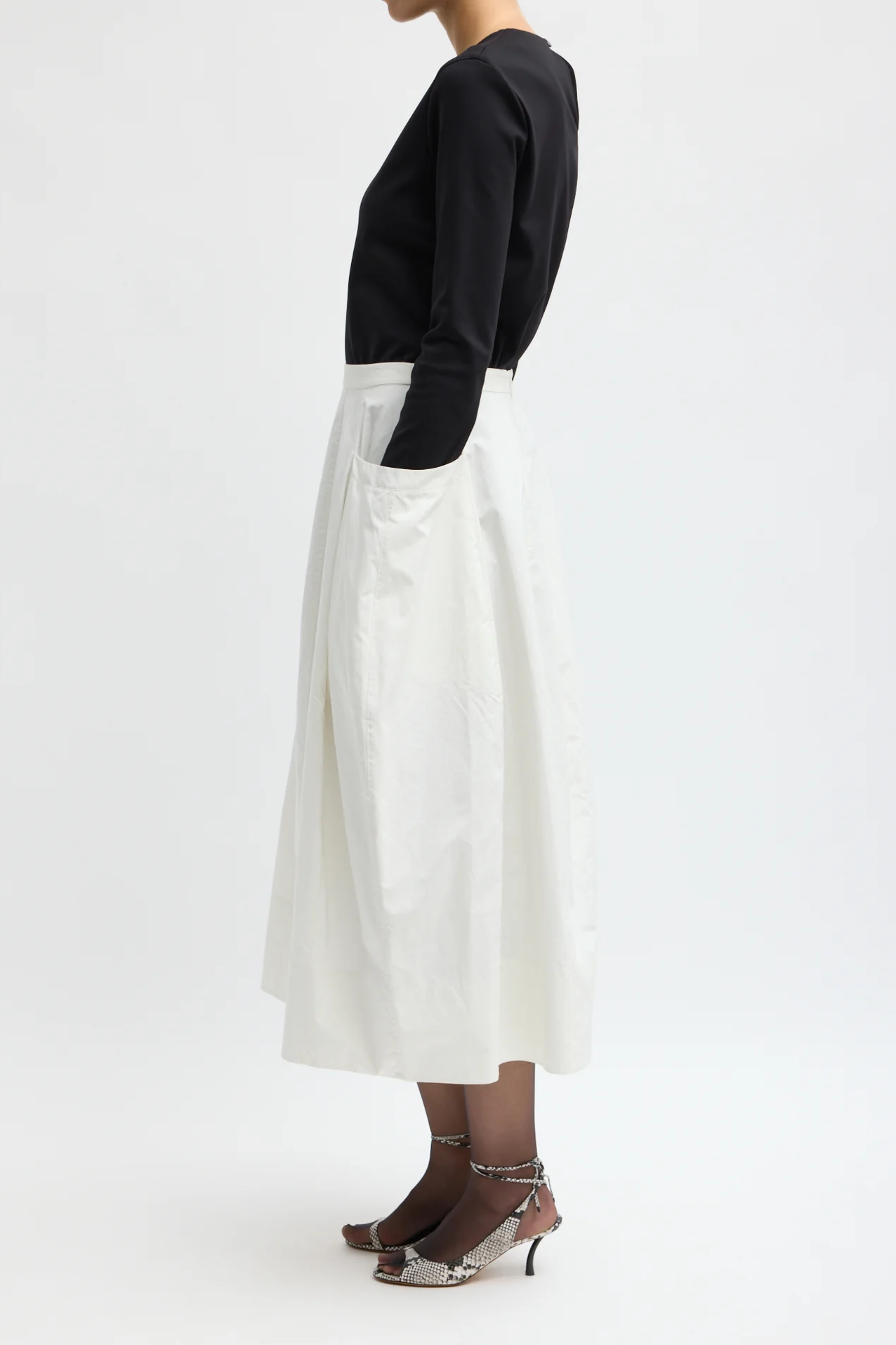 Nylon Lantern Skirt - White