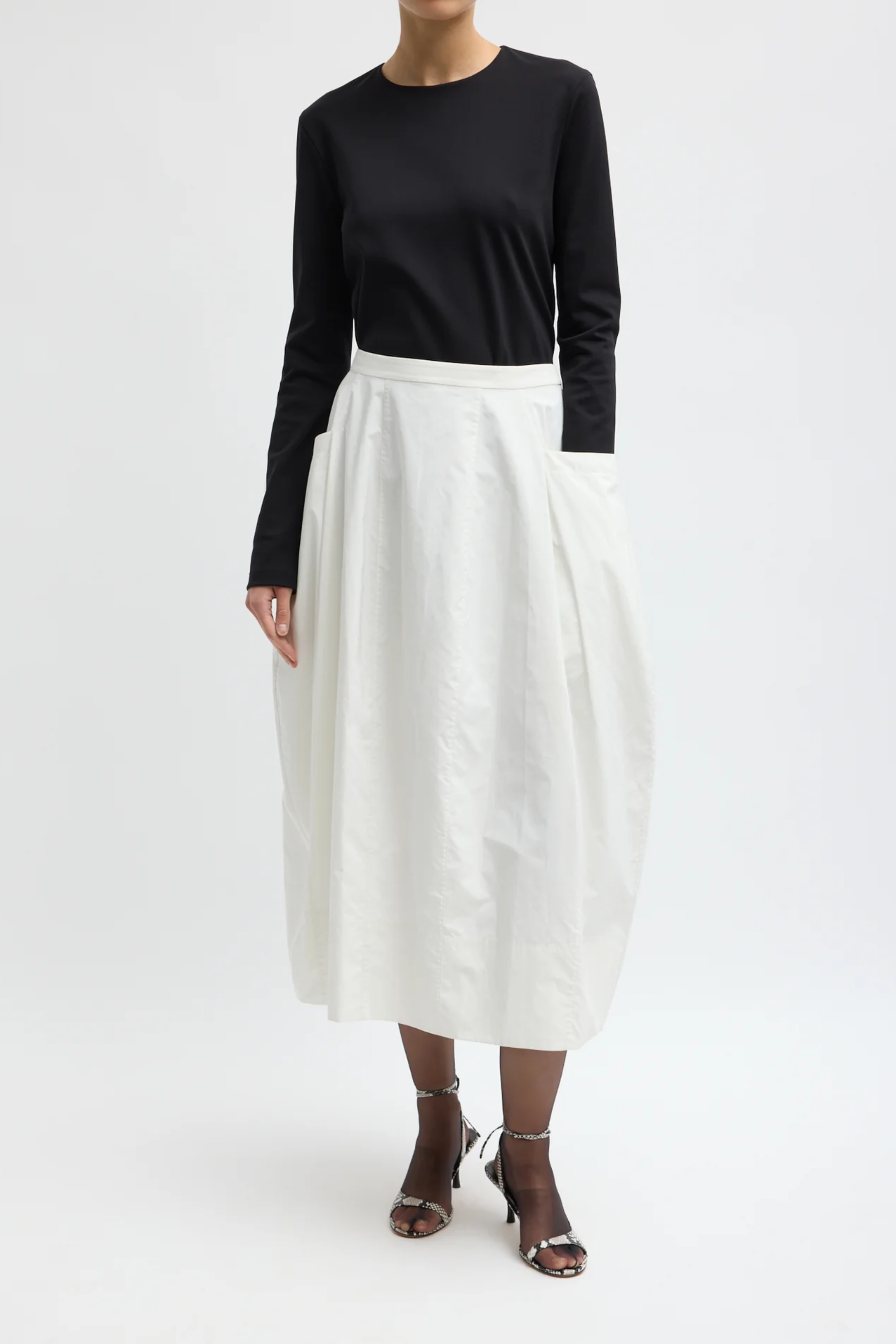 Nylon Lantern Skirt - White