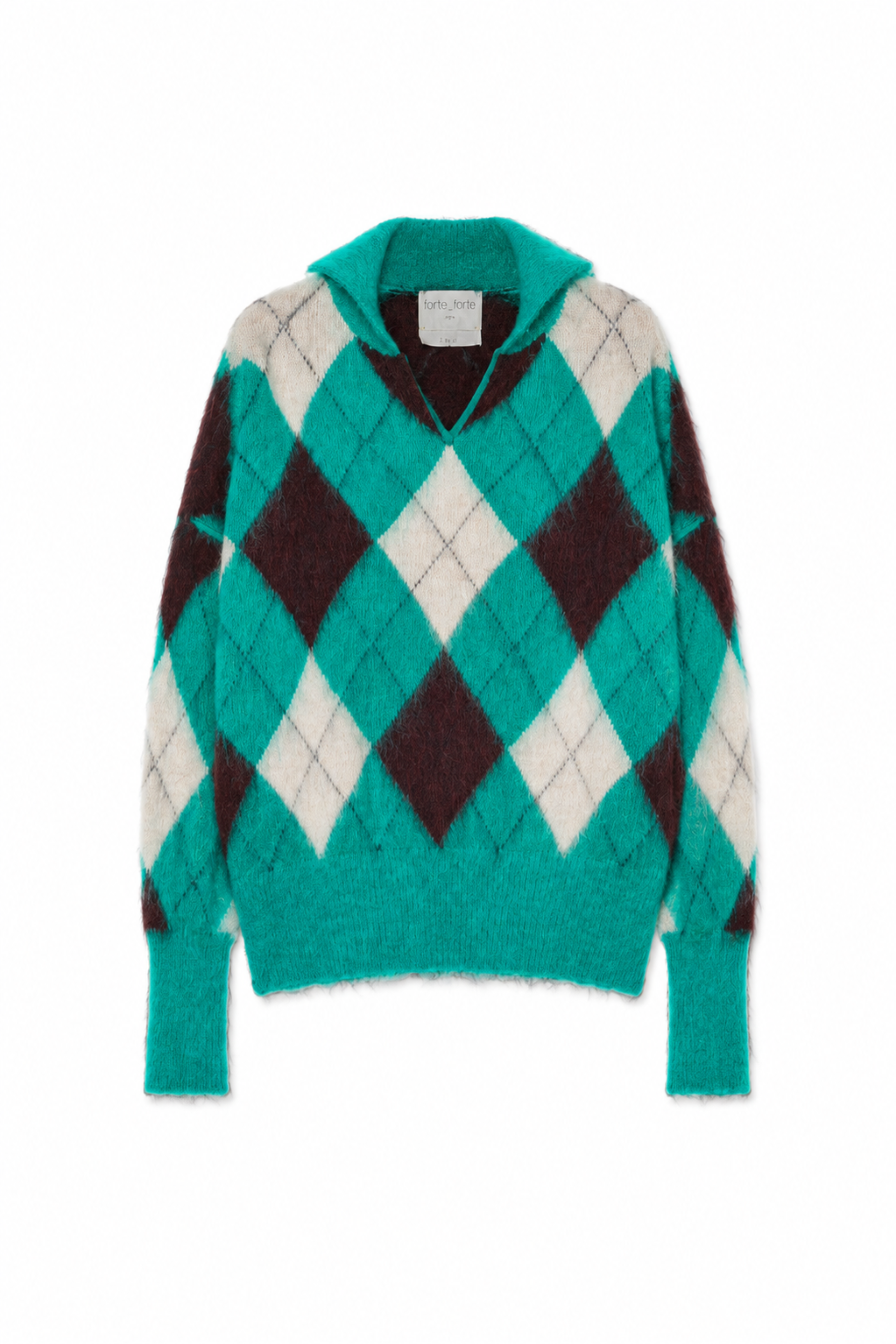 Argyle Alpaca Intarsia Maxi Polo Sweater
