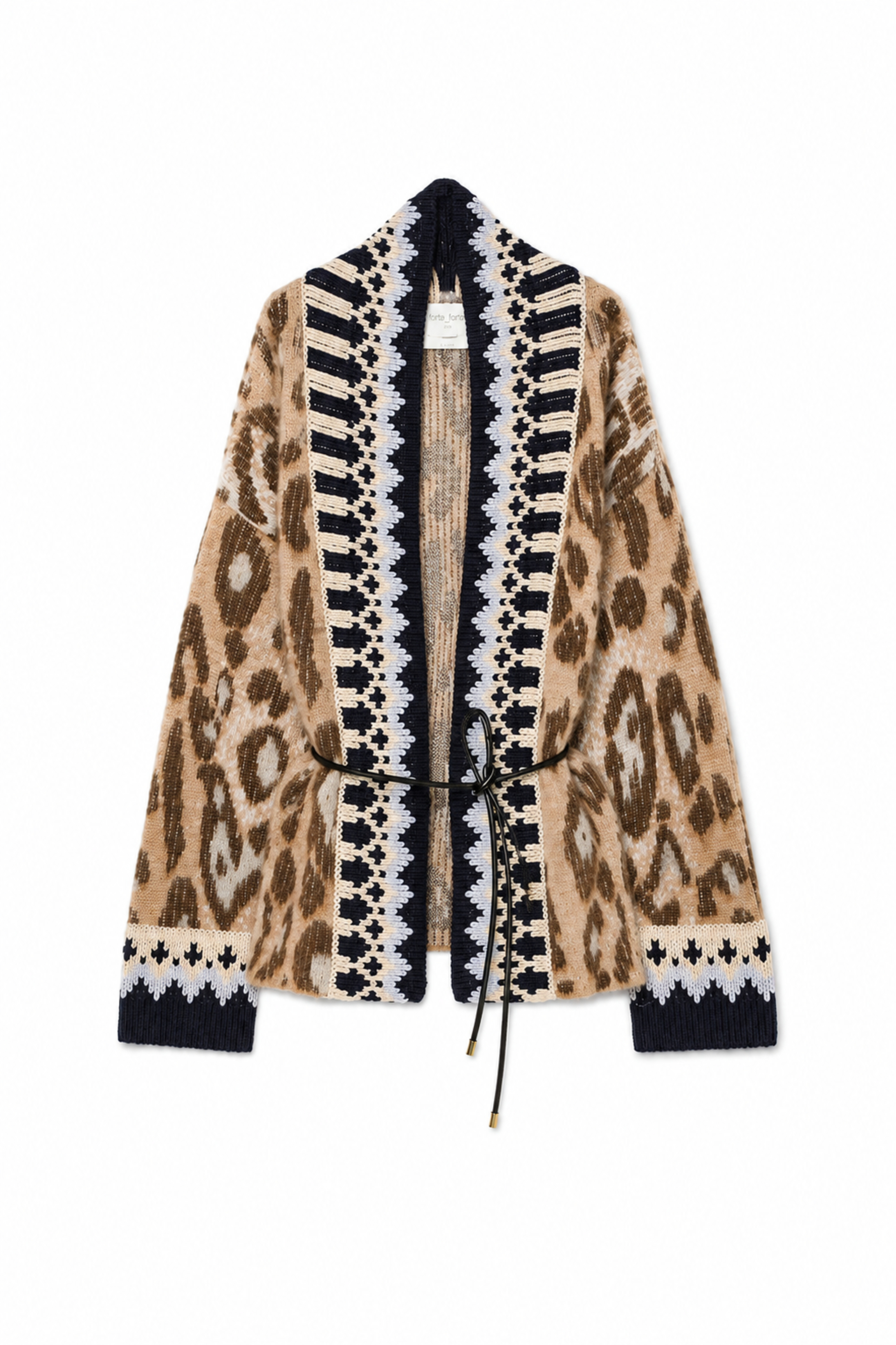 "The Brit Leopard" Jacquard Alpaca Cardigan