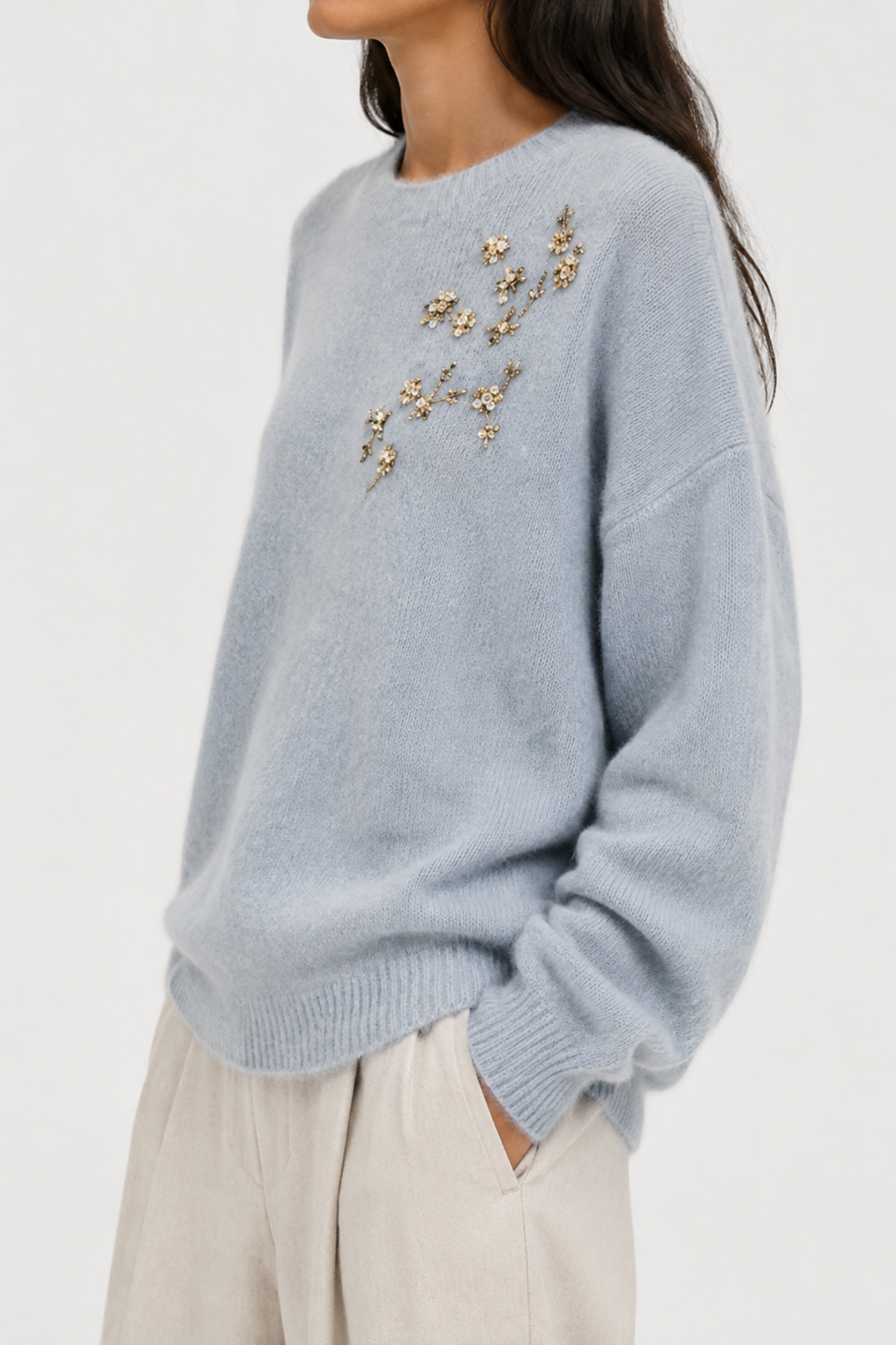 "Her Majesty" Embroidery Alpaca Sweater