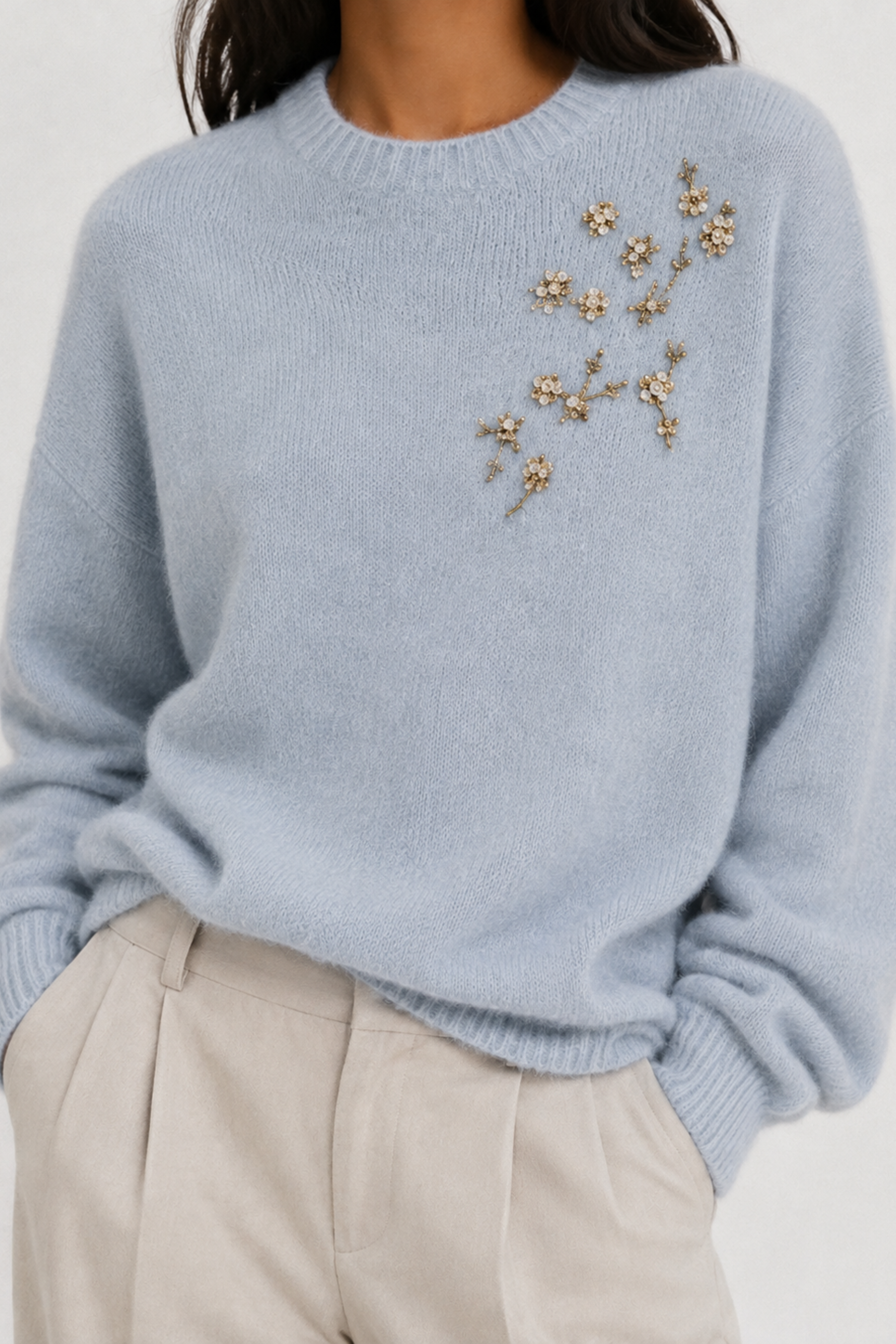 "Her Majesty" Embroidery Alpaca Sweater