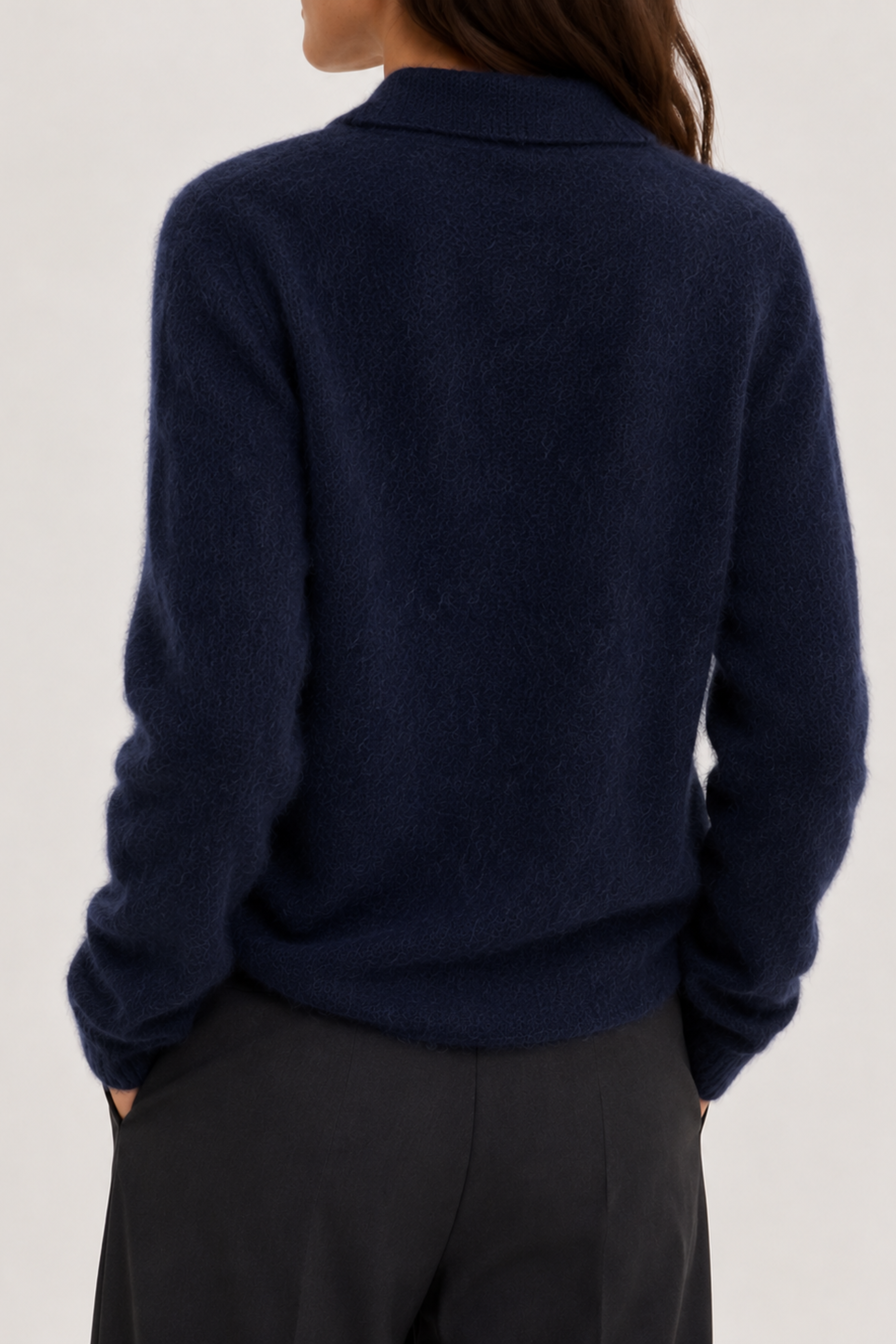 Gauzed Cashmere Polo Sweater