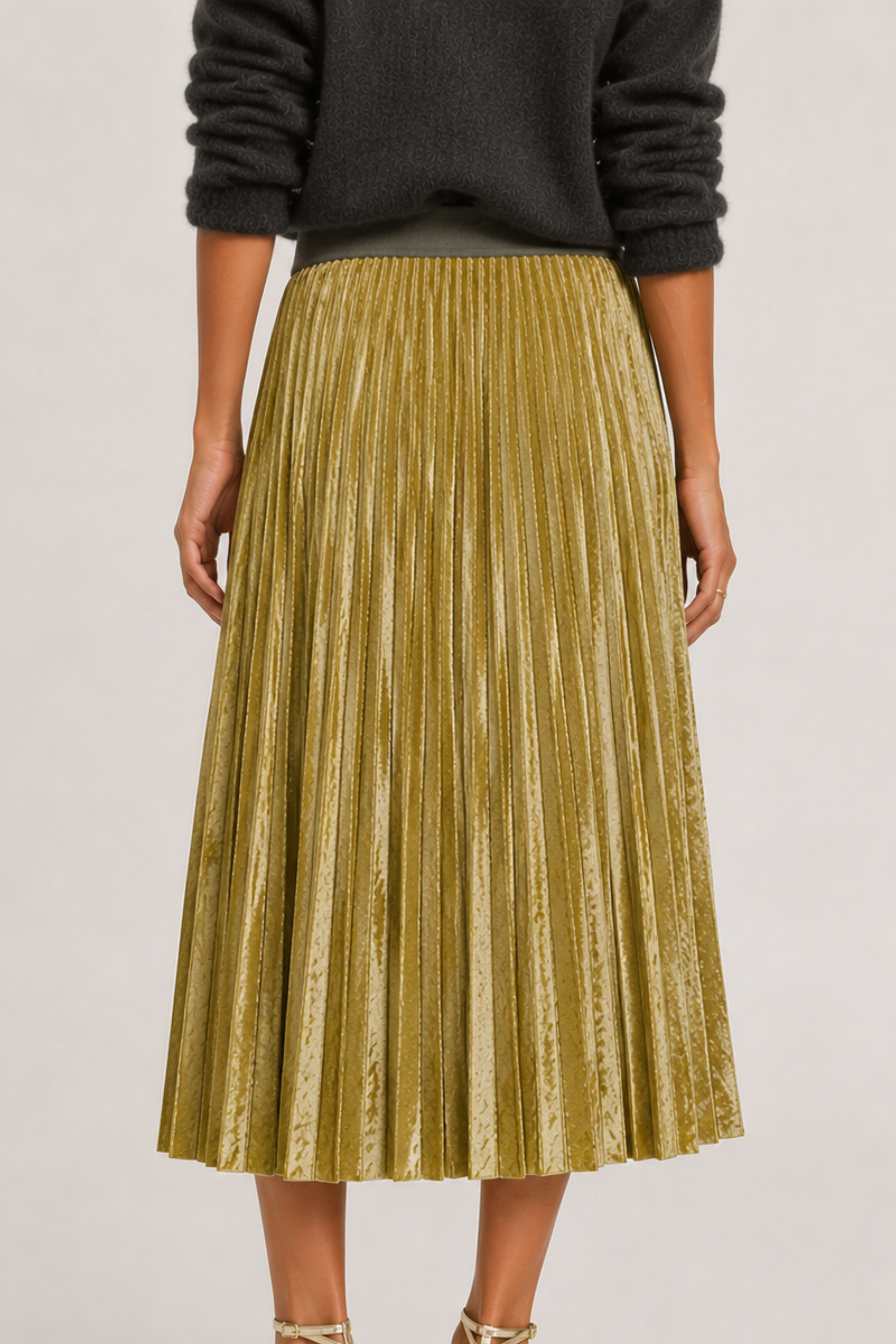 Soleil Plisse' Flocked Stretch Tulle Midi Skirt