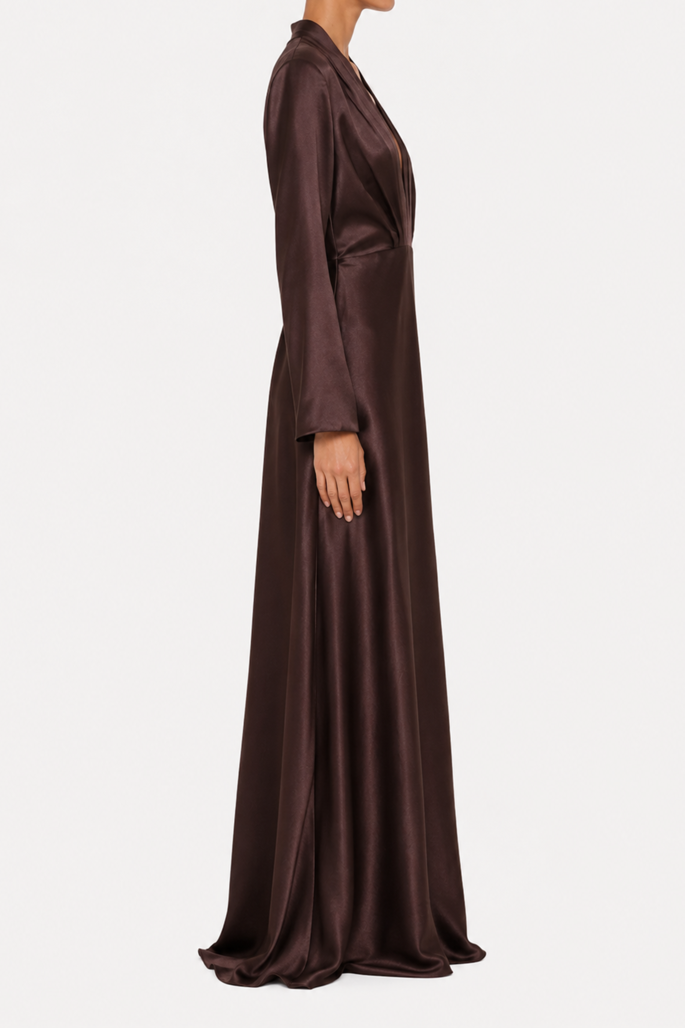 Silk Satin Deep V-Neck Dress