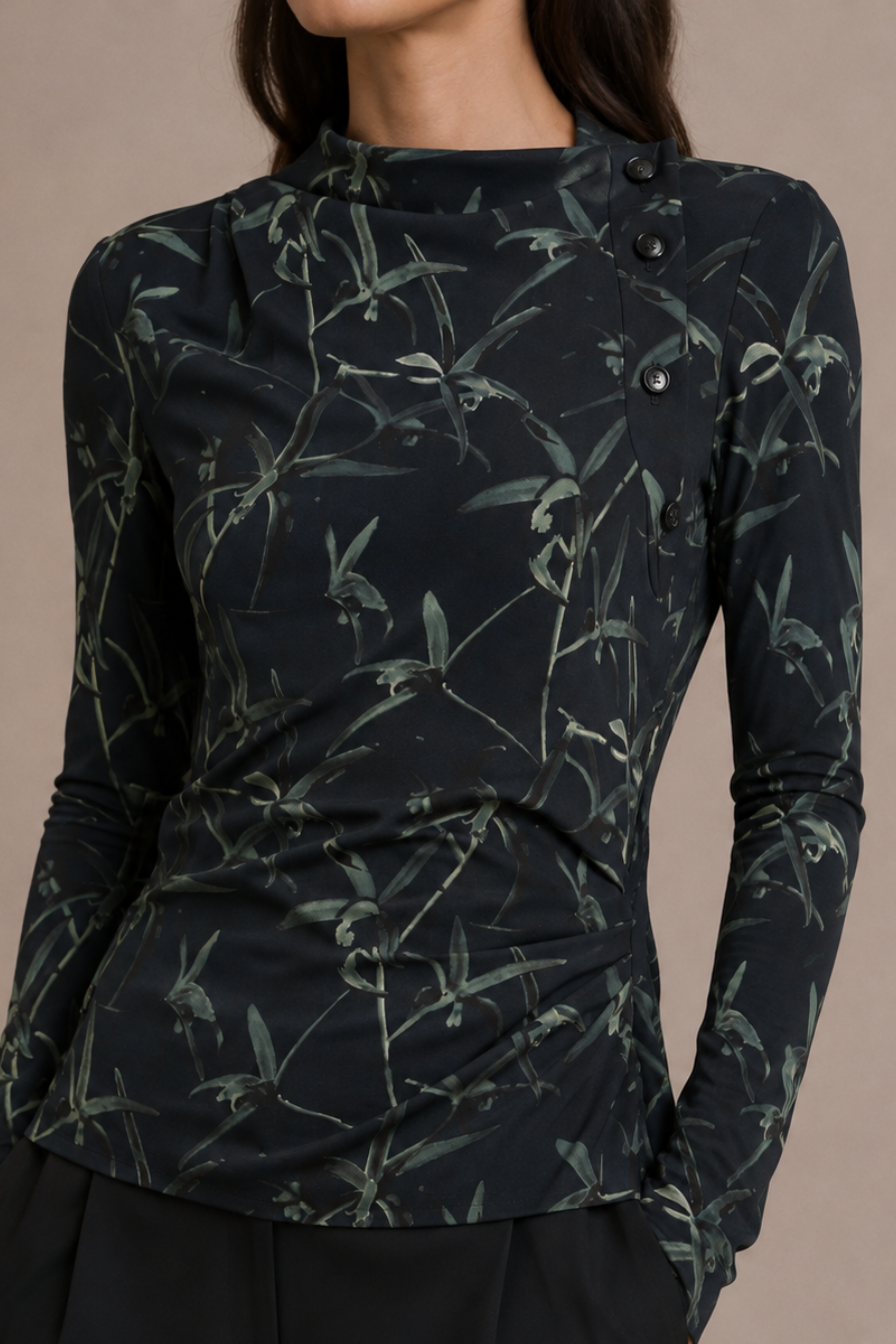 Anais Top in in Printed Stretch Cady
