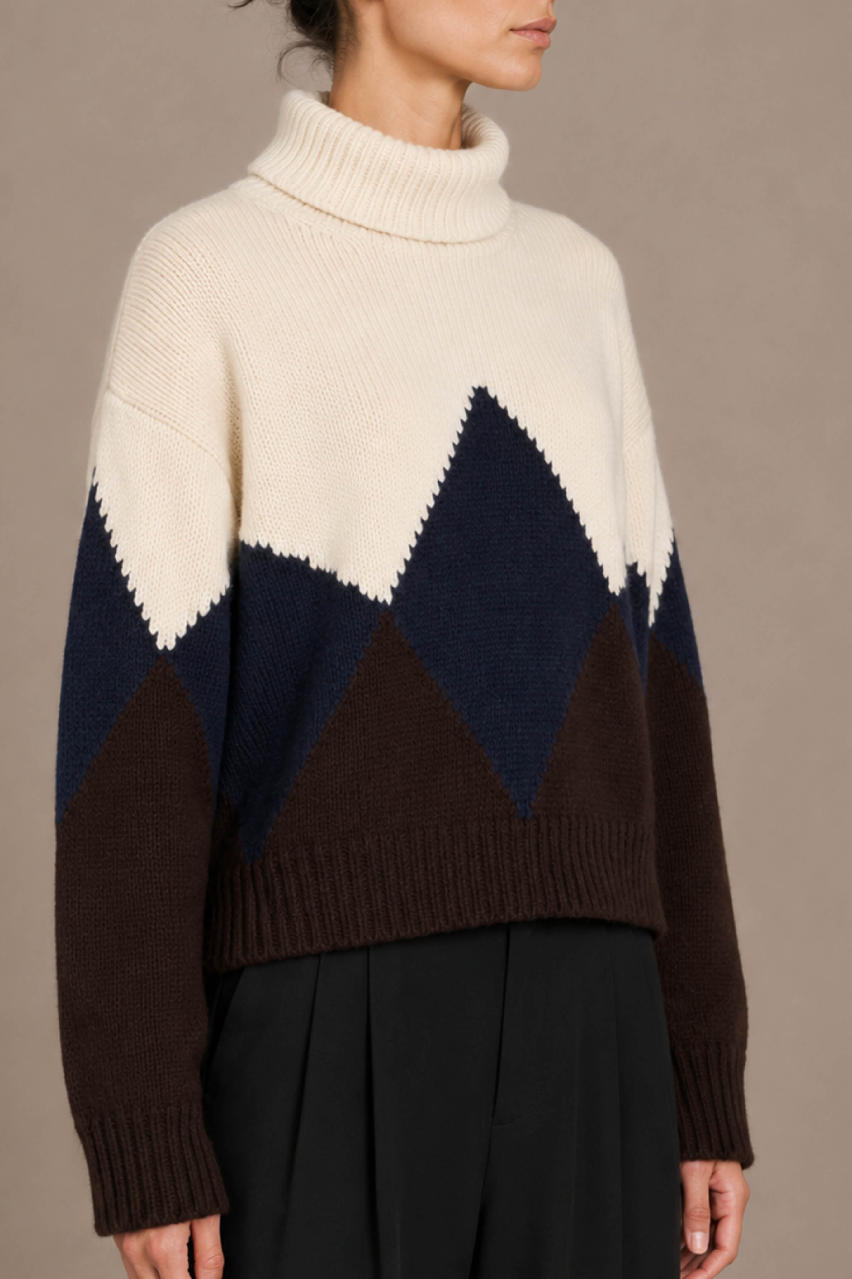 Oren Intarsia Turtleneck in Cashmere Wool