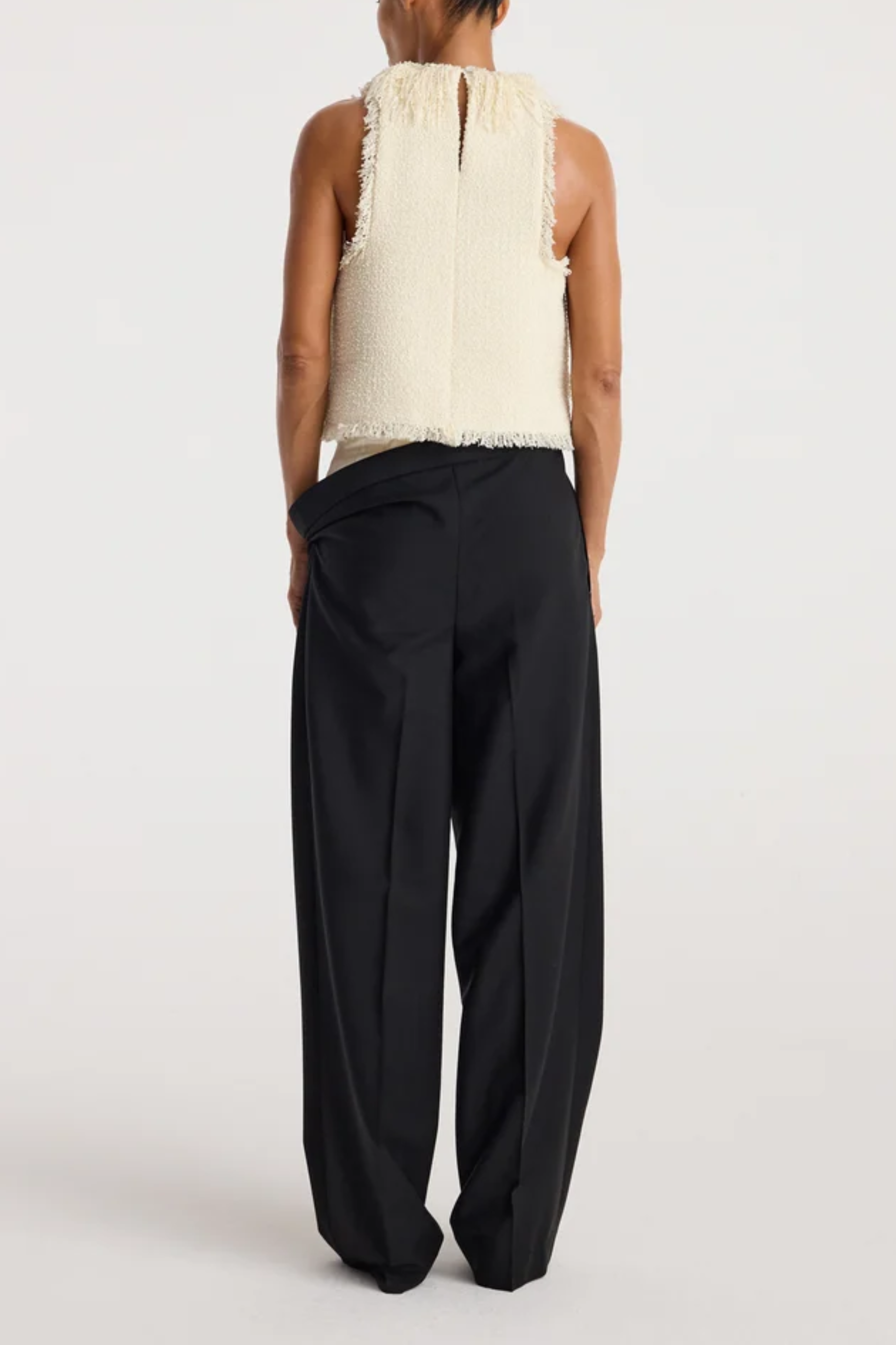 Textured Fringe Bouclé Top