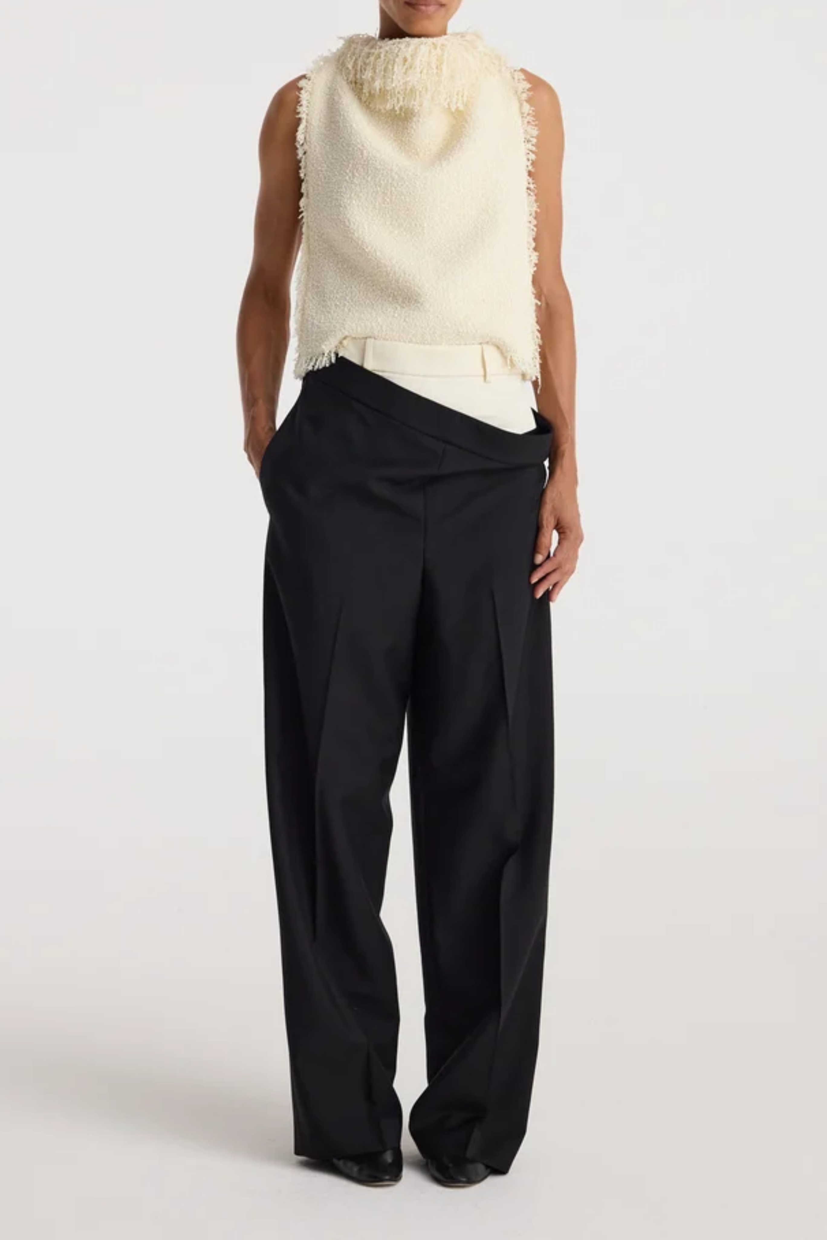 Textured Fringe Bouclé Top
