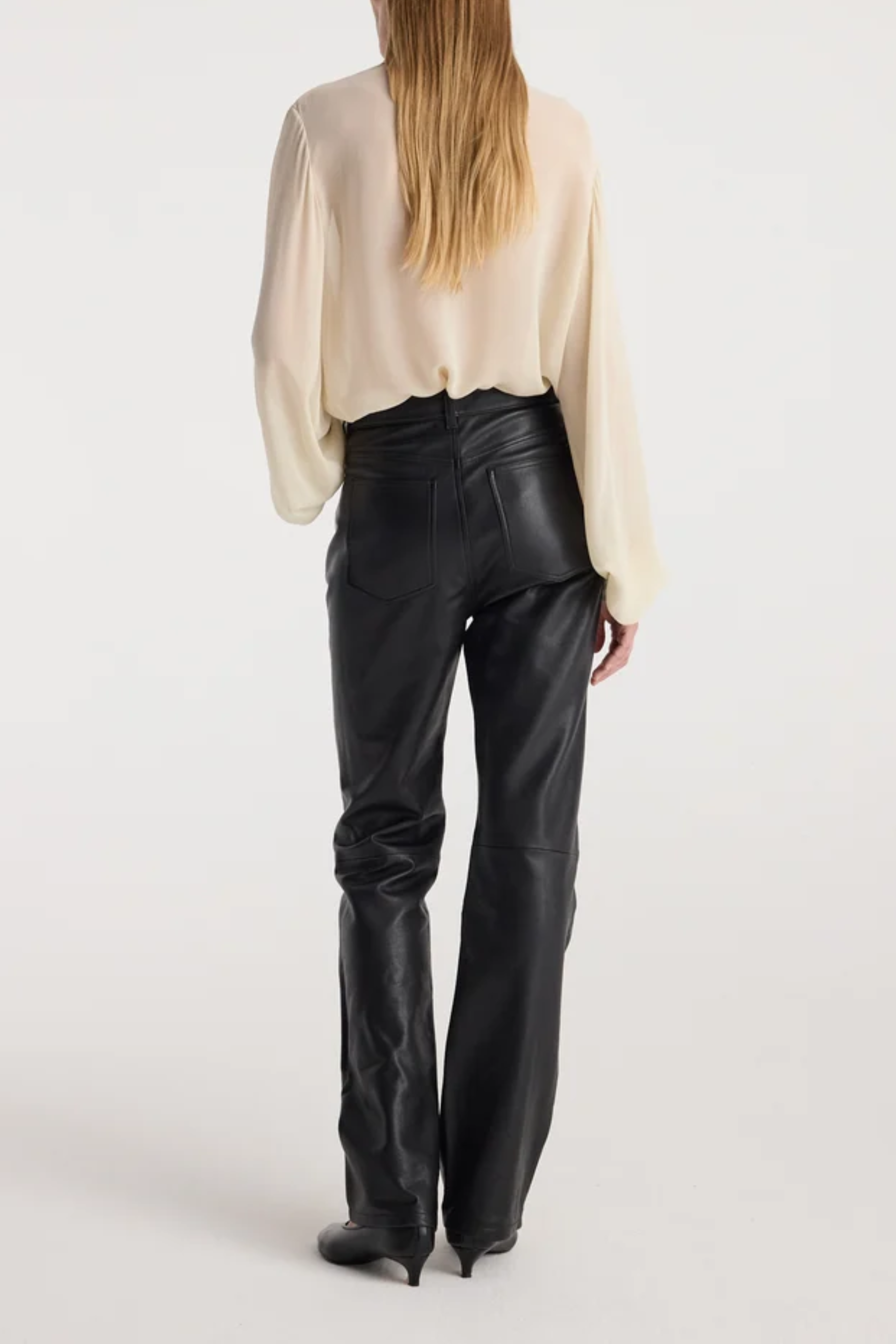 High-Waist Straight Leather Trousers