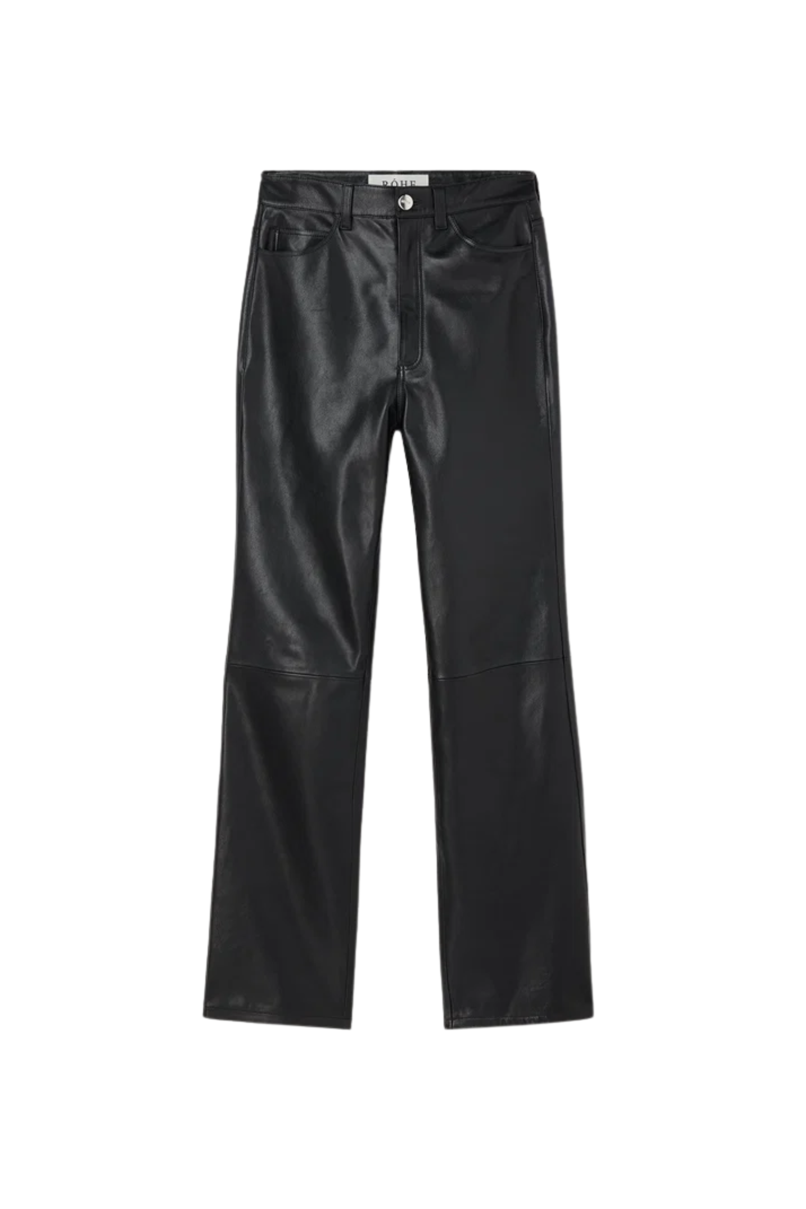 High-Waist Straight Leather Trousers