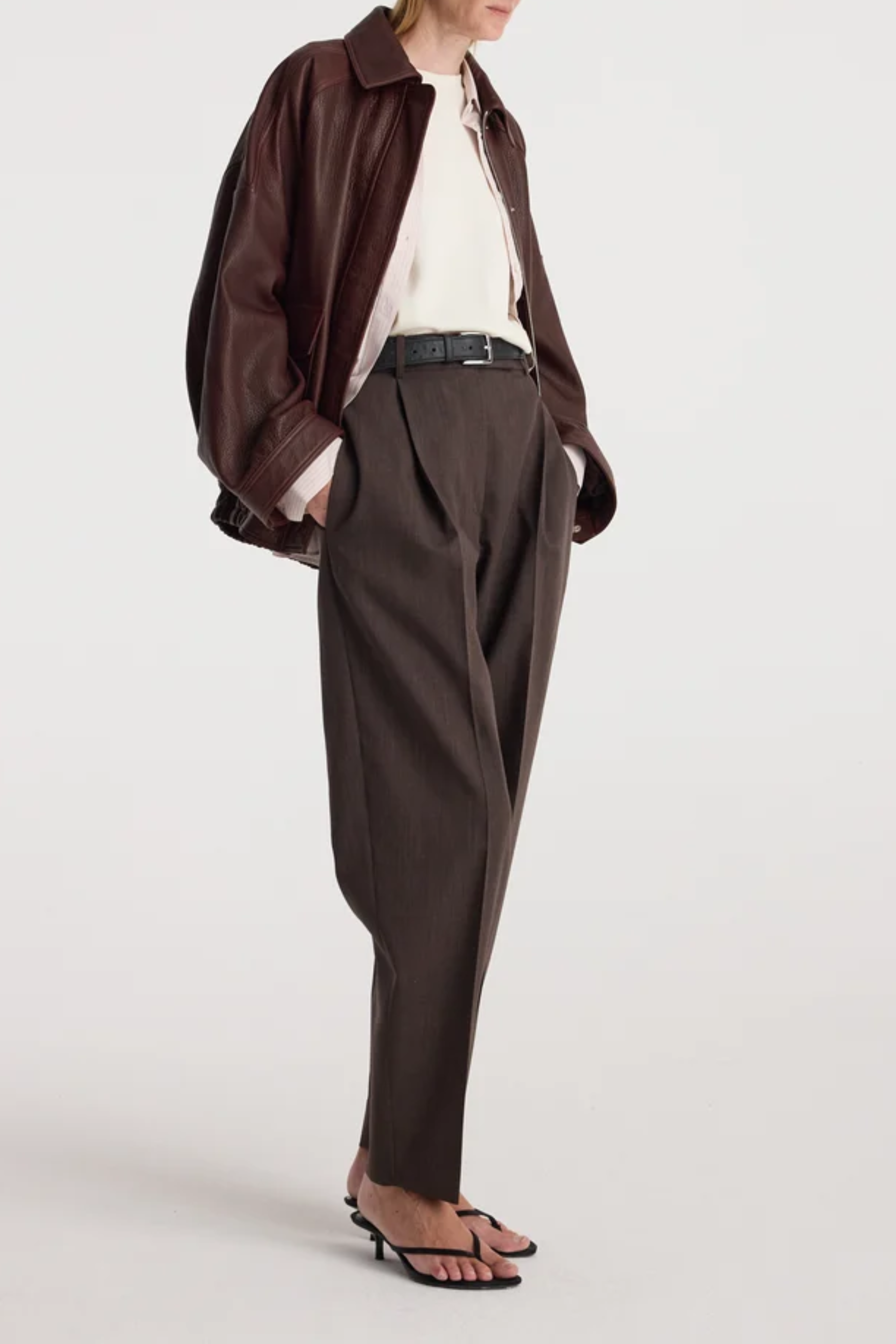 Grain Leather Aviator Jacket