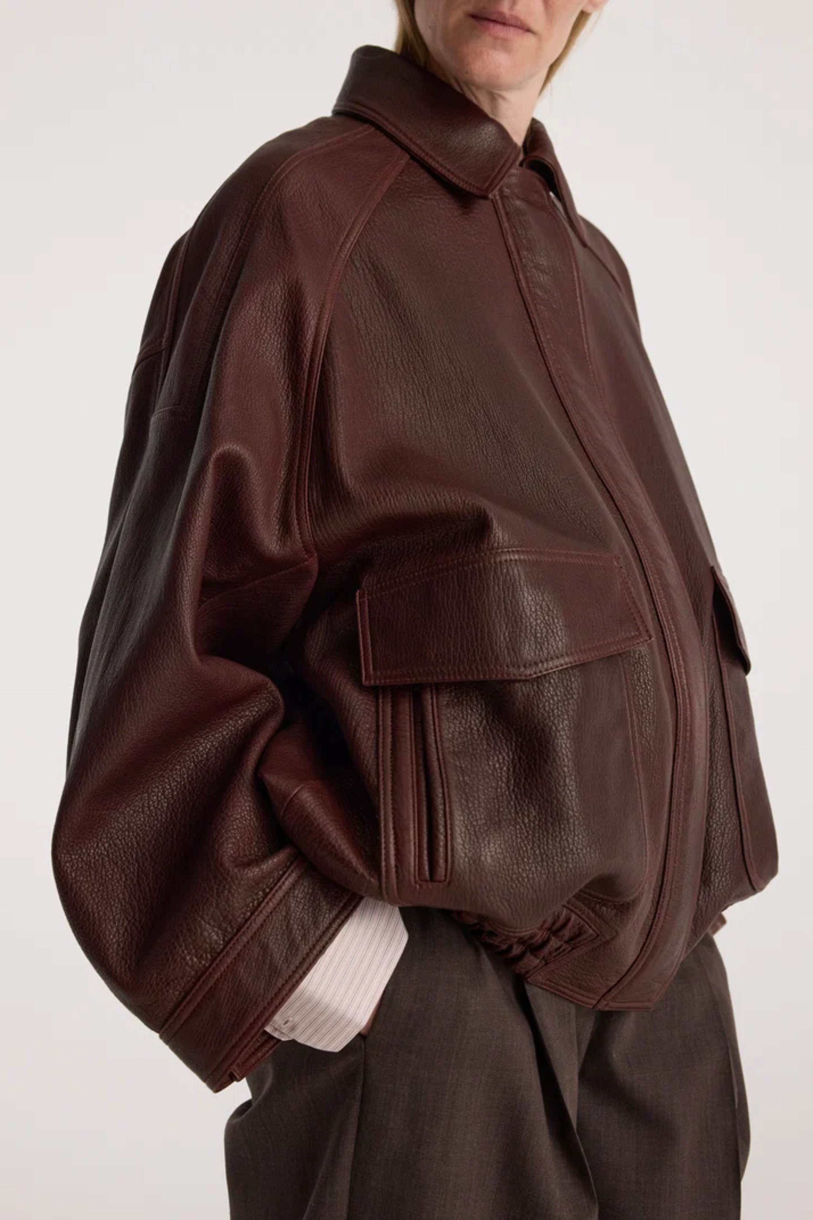 Grain Leather Aviator Jacket